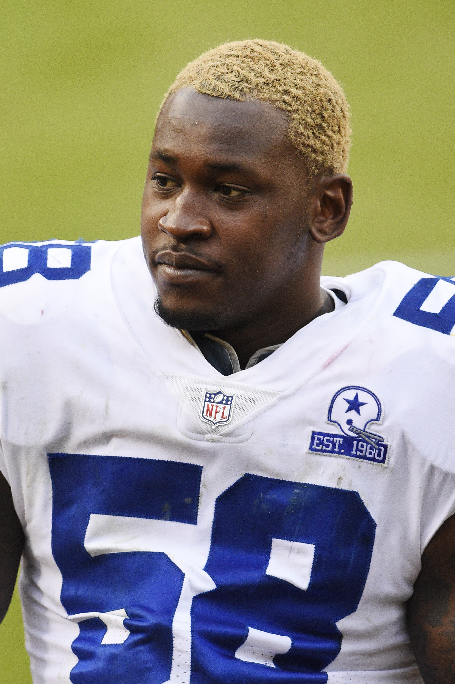 Aldon Smith #58 of the Dallas Cowboys walks off the field after their 25-3 loss against the Washington Football Team on October 25, 2020 | Source: Getty Images