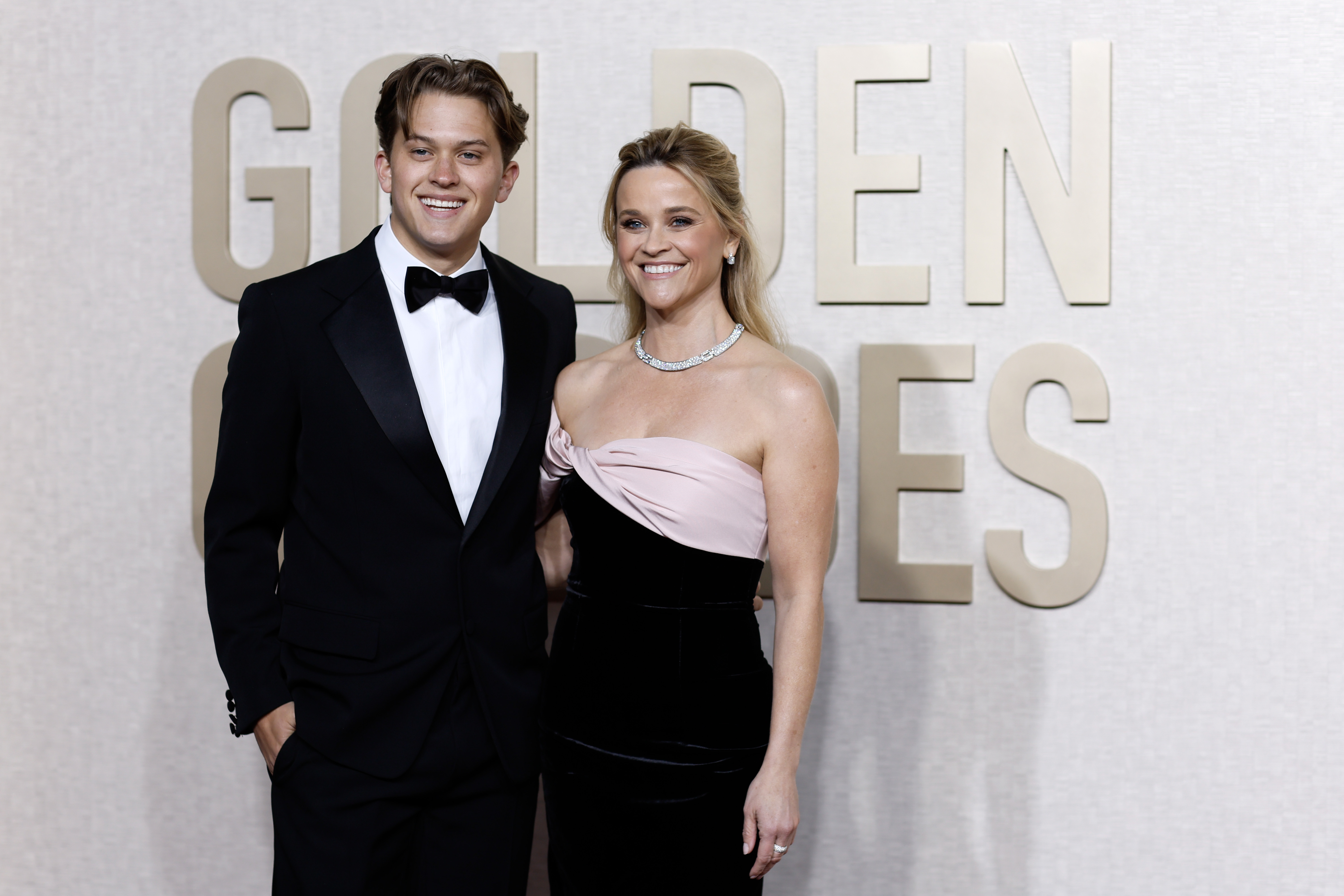 Deacon Phillippe and Reese Witherspoon at the 81st Annual Golden Globe Awards in Beverly Hills, California on January 7, 2024. | Source: Getty Images
