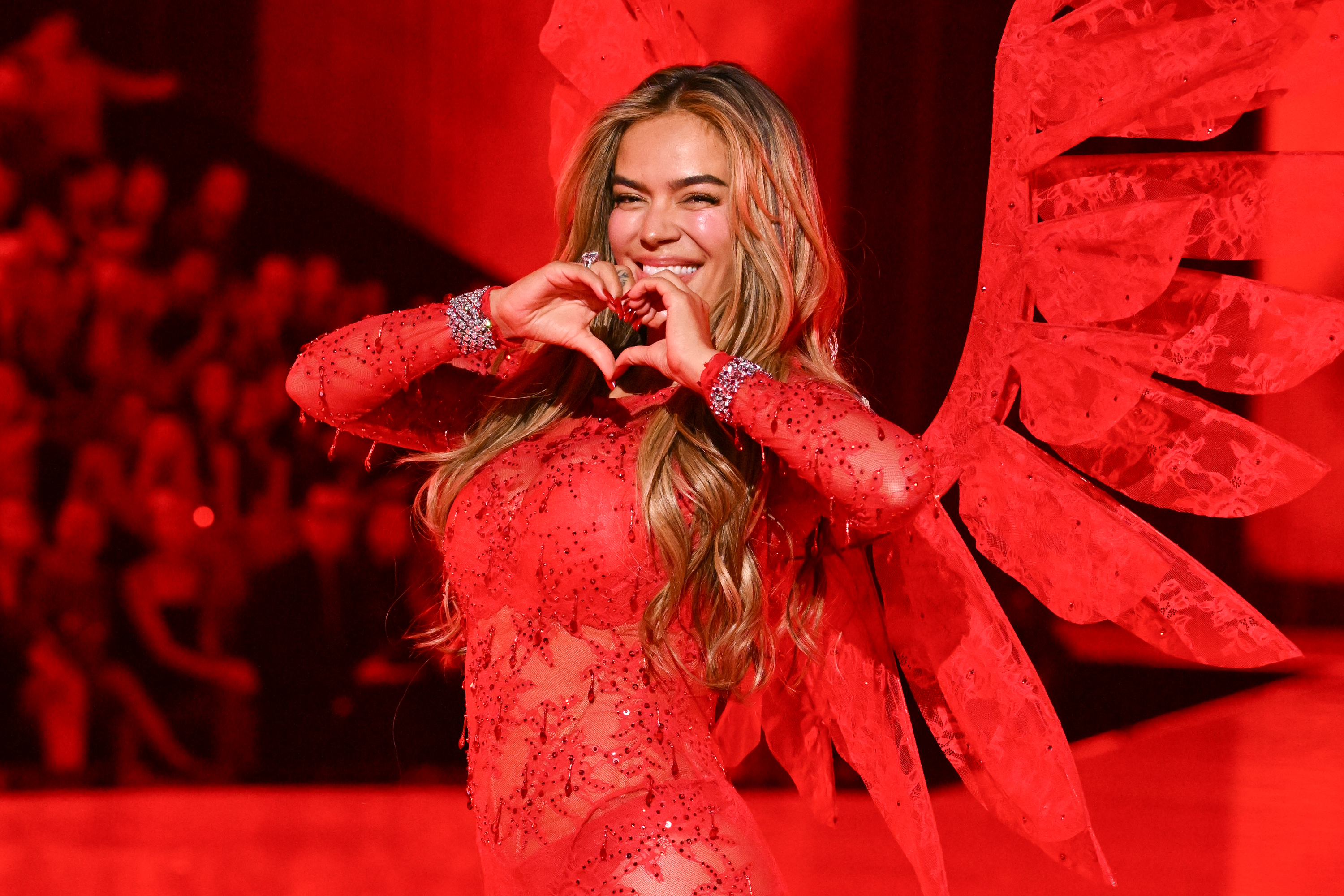 Karol G during the Victoria's Secret Fashion Show 2025 on October 15 in New York. | Source: Getty Images
