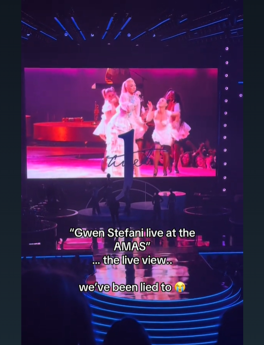 What live audiences and television viewers saw during Gwen Stefani's "live performance" | Source: TikTok/alywinder