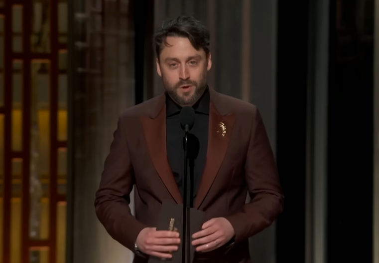 Kieran Culkin on stage at the Oscars accepting Sean Penn's award for Best Actor in a Supporting Role on March 15, 2026 | Source: YouTube/Oscars