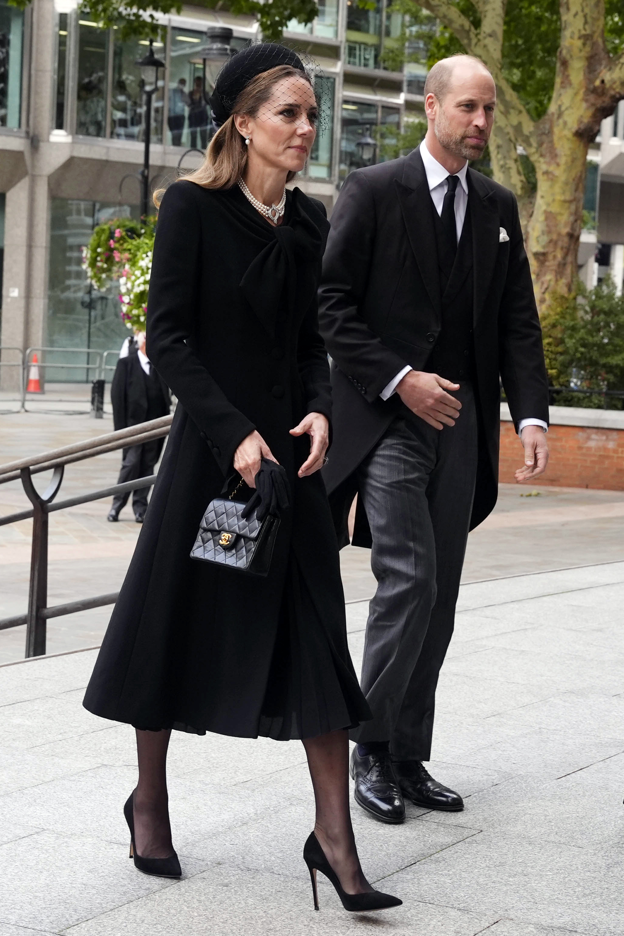 William, Prince of Wales and Catherine, Princess of Wales arrive for the Requiem Mass service for Duchess of Kent at Westminster Cathedral in London, England on September 16, 2025 | Source: Getty Images
