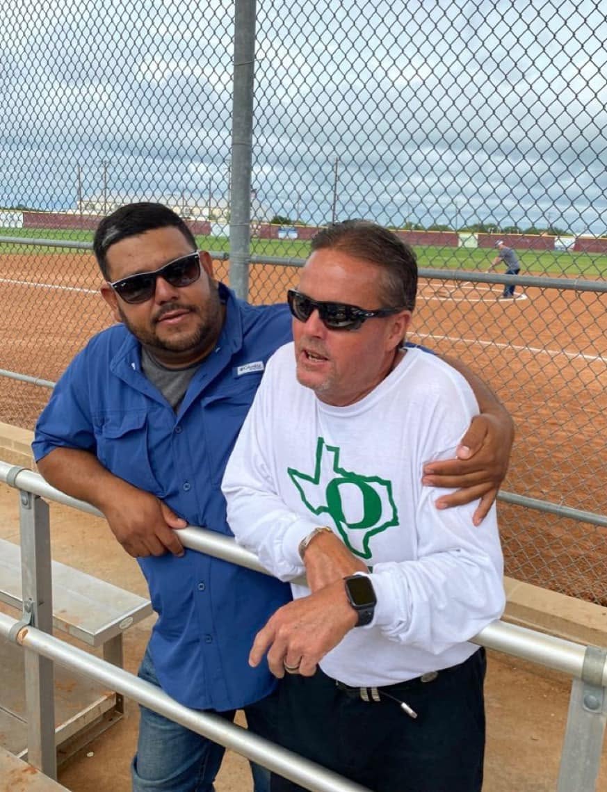 Ed Scott was deeply loved by members of the local sports community. On this occasion, he posed with a friend at a softball field for a photo shared during an anniversary celebration on January 14, 2025. | Source: Facebook/Laura Vasquez Scott