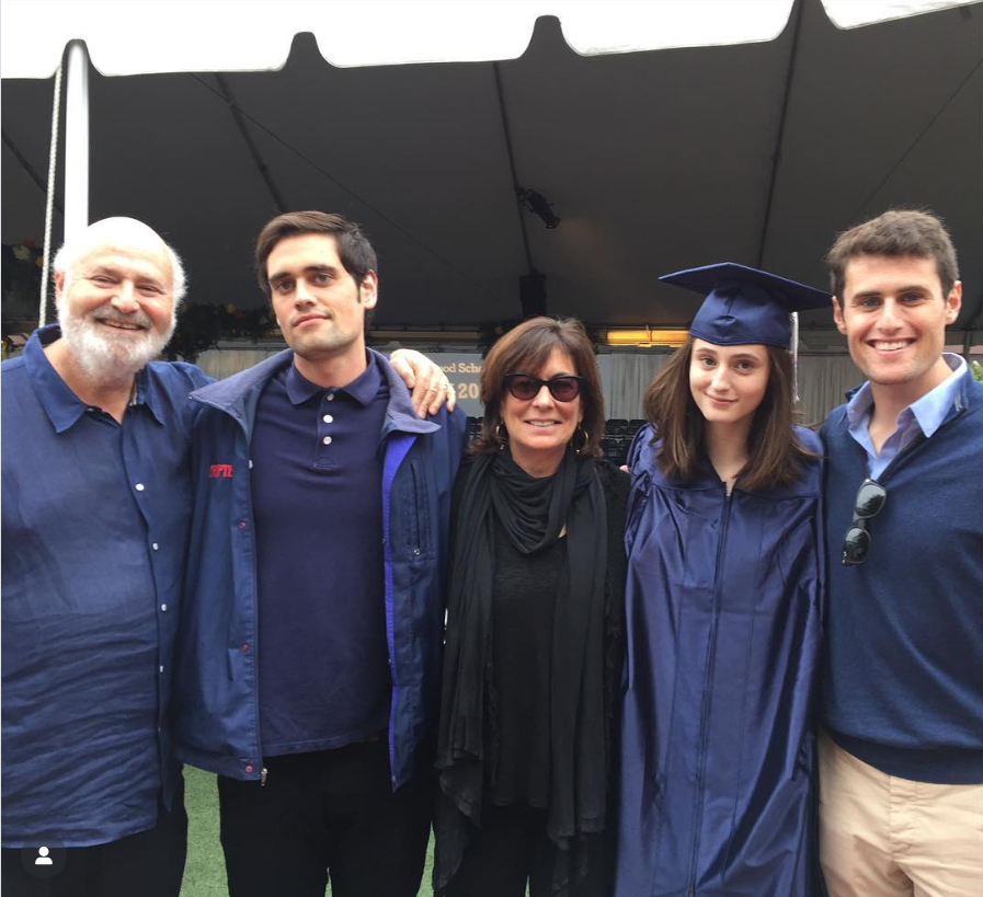Rob, Michele, Jake and Nick Reiner take photo with Romy on her graduation day, from a post dated June 10, 2016. | Source: Instagram/michelereiner