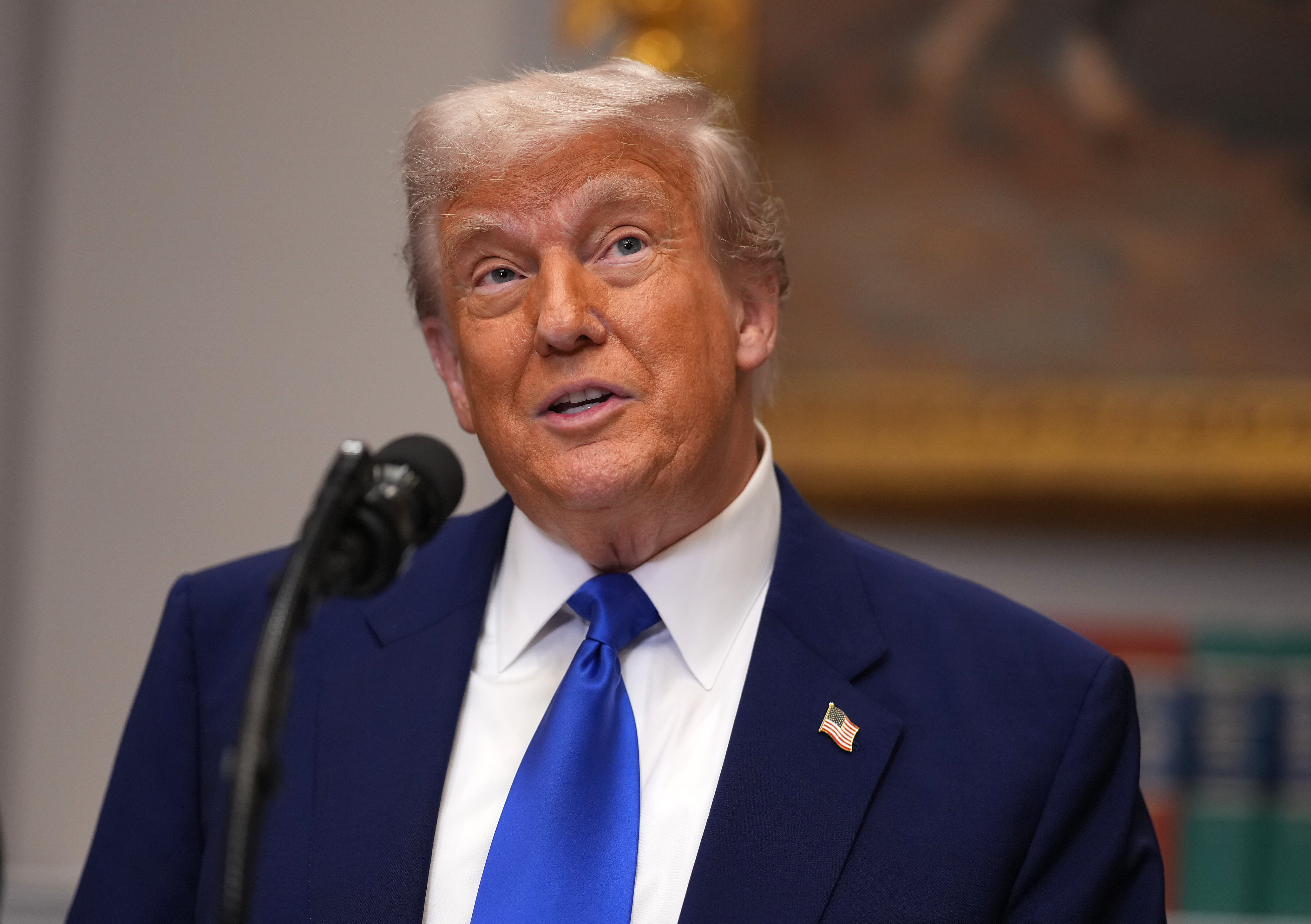 Donald Trump speaks during a press conference in the Roosevelt Room of the White House on May 12, 2025, in Washington, D.C. | Source: Getty Images