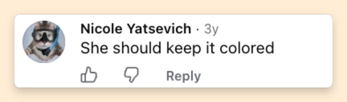 The netizen's comment offers one perspective on the subject, favoring dyed hair over letting gray strands show.