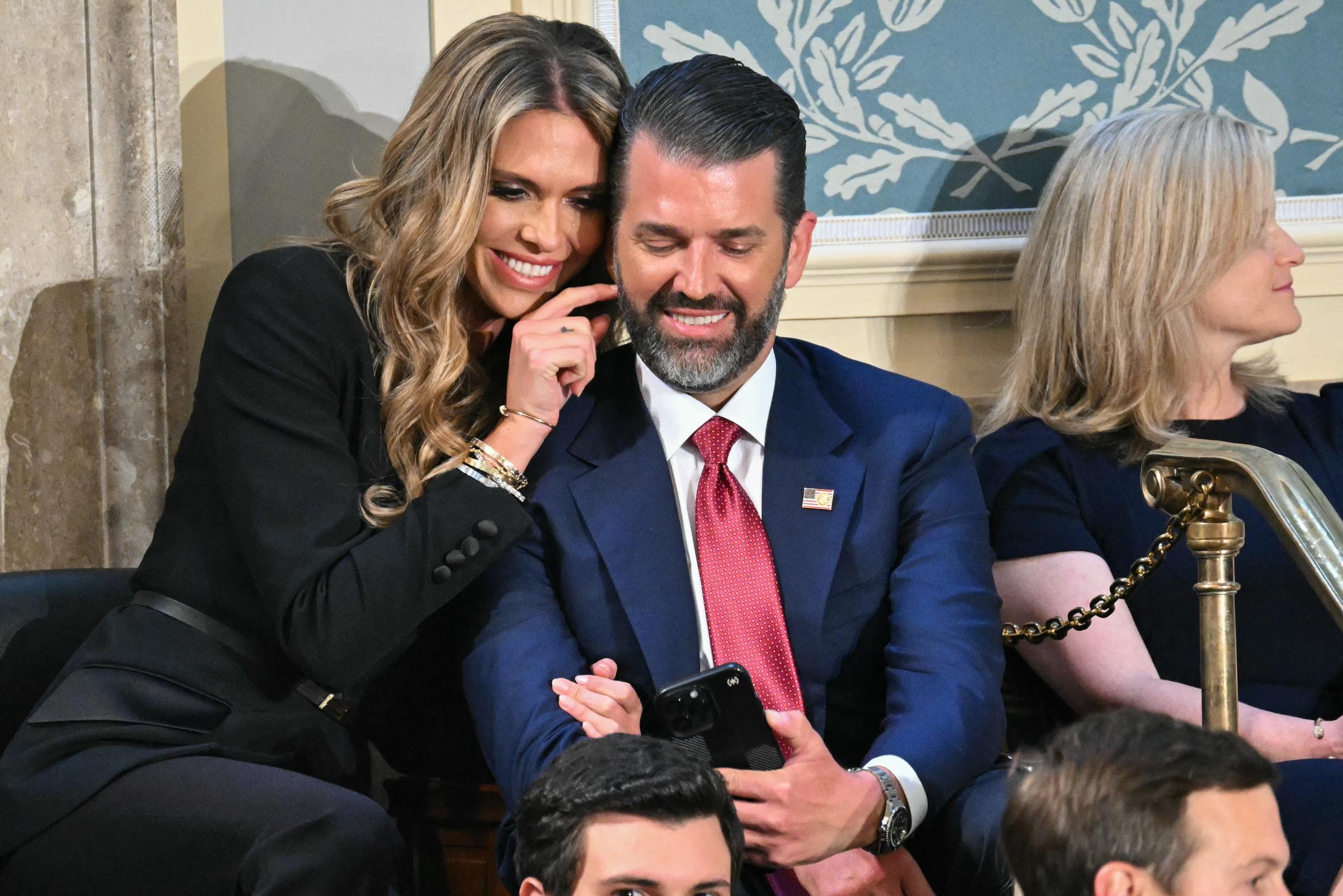 Donald Trump Jr. sits with Bettina Anderson ahead of President Donald Trump's address to a joint session of Congress on March 4, 2025, in Washington, DC | Source: Getty Images