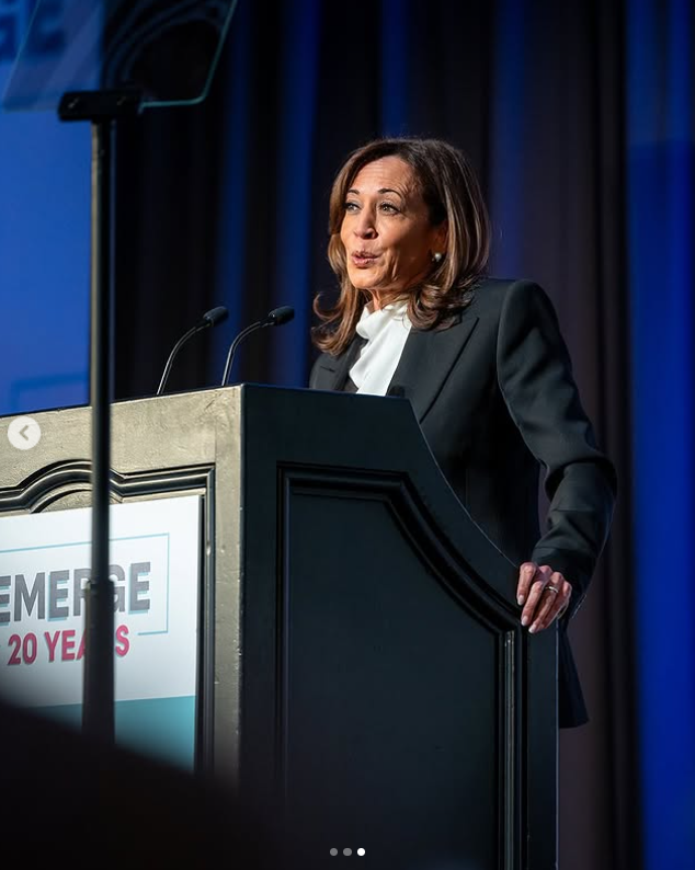 Kamala Harris speaking about President Donald Trump's administration | Source: Instagram/emergeamerica | kamalaharris