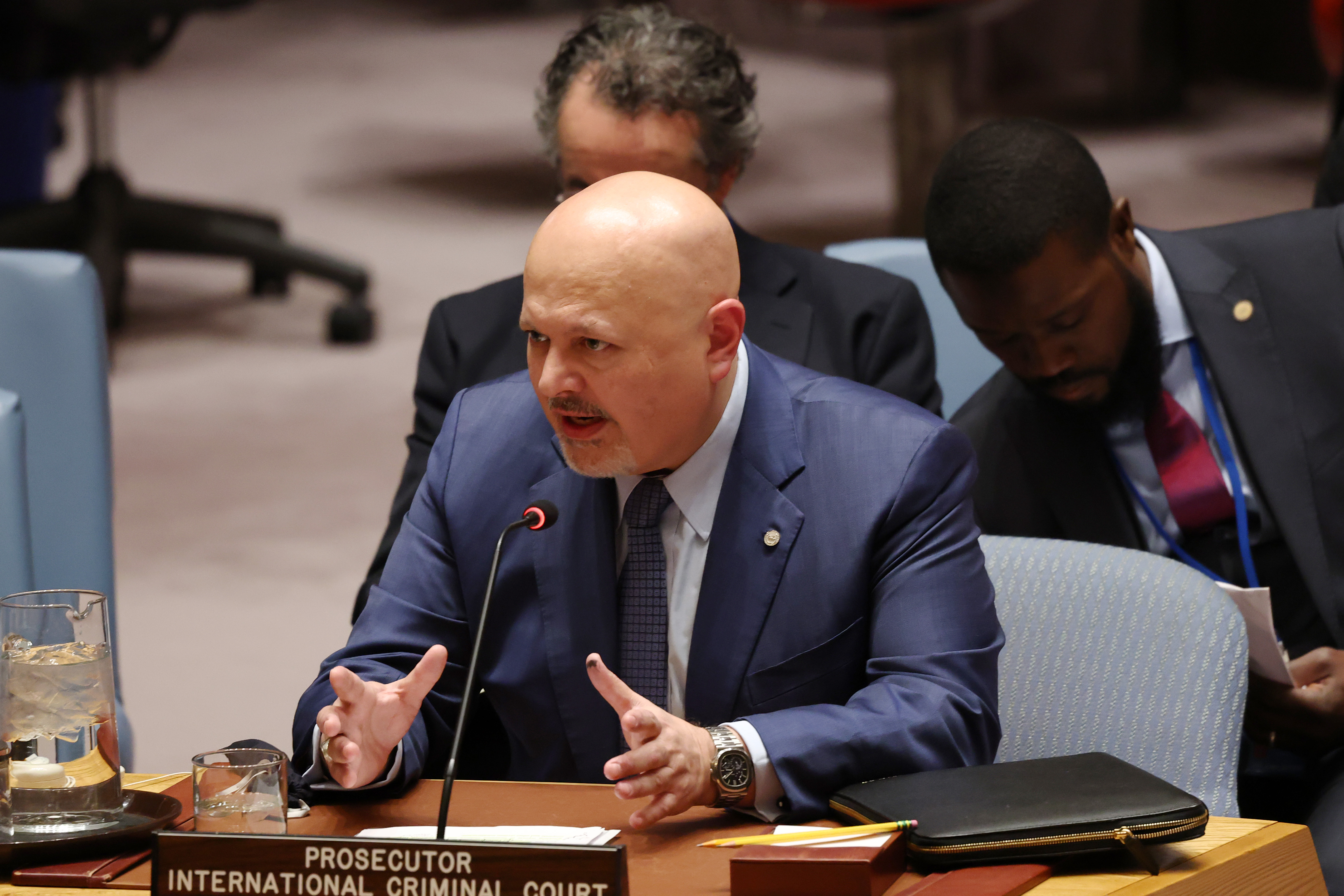 International Criminal Court (ICC) Prosecutor Karim Khan attends a United Nations Security Council meeting on Sudan and South Sudan at the United Nations headquarters on January 27, 2025, in New York City. | Source: Getty Images