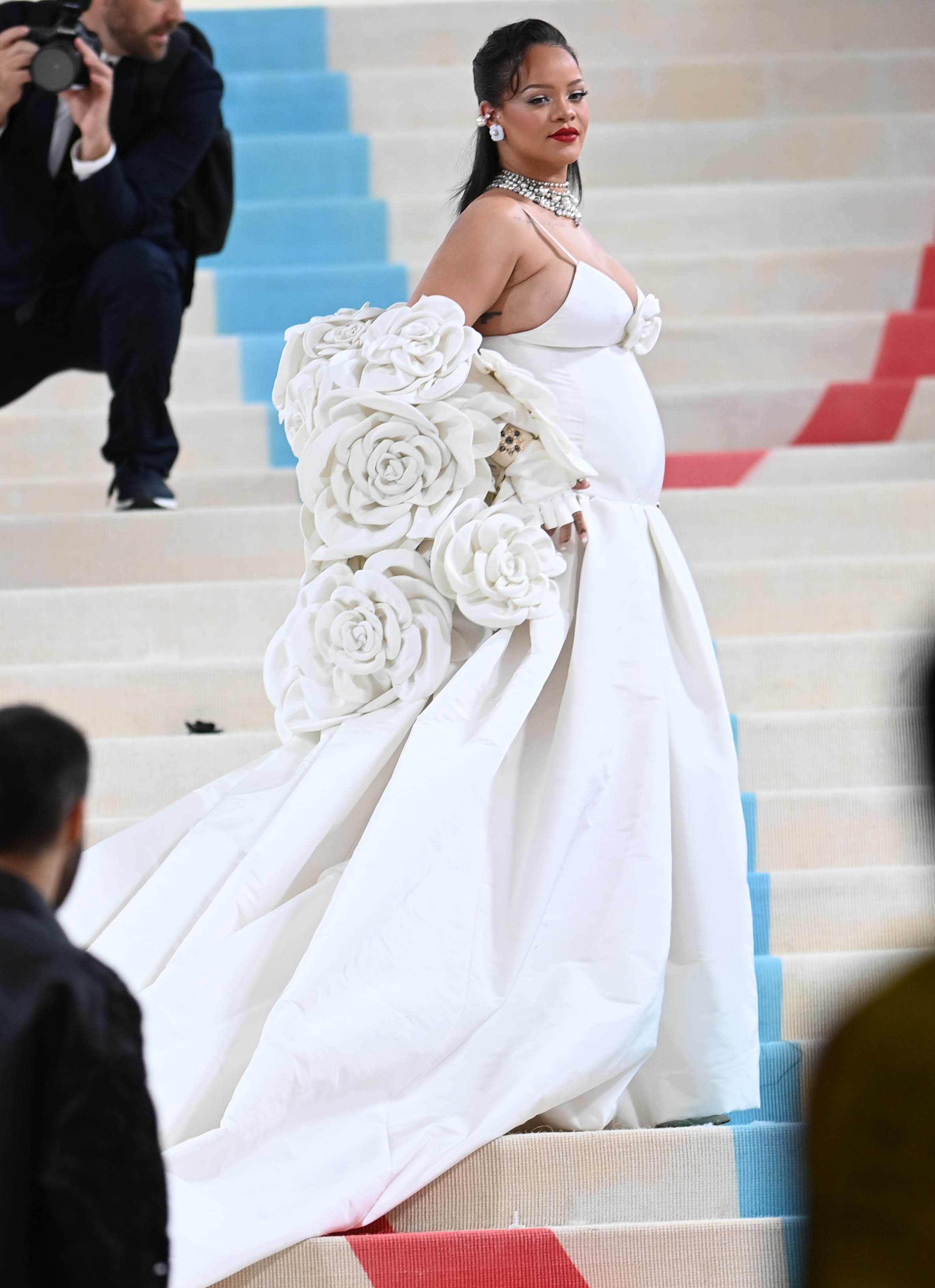 Rihanna is seen during the Met Gala on May 1, 2023, in New York City.