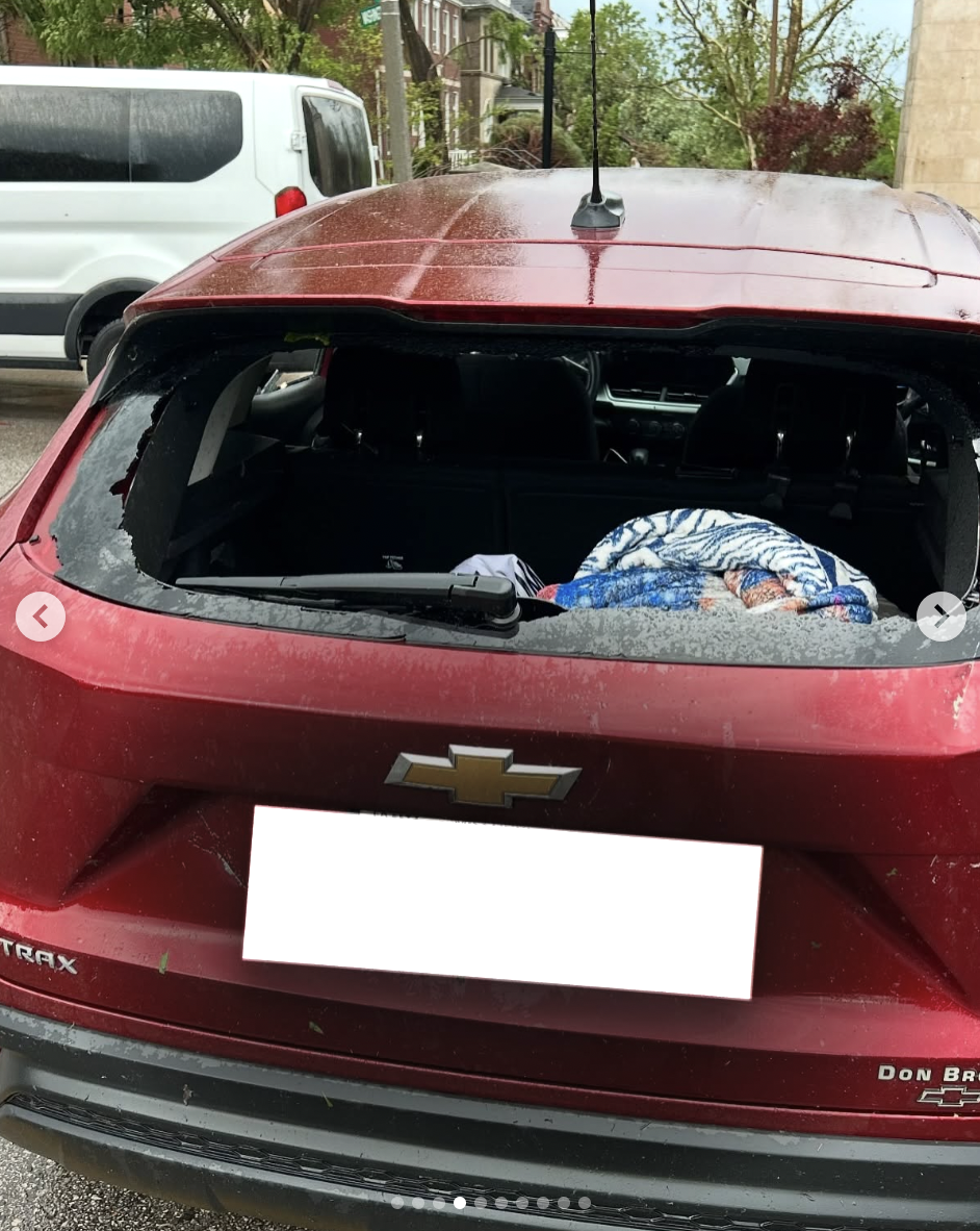 Mya Grimes' car which was wrecked by the tornado, as seen in a photo dated May 17, 2025 | Source: Instagram/myaagrimes