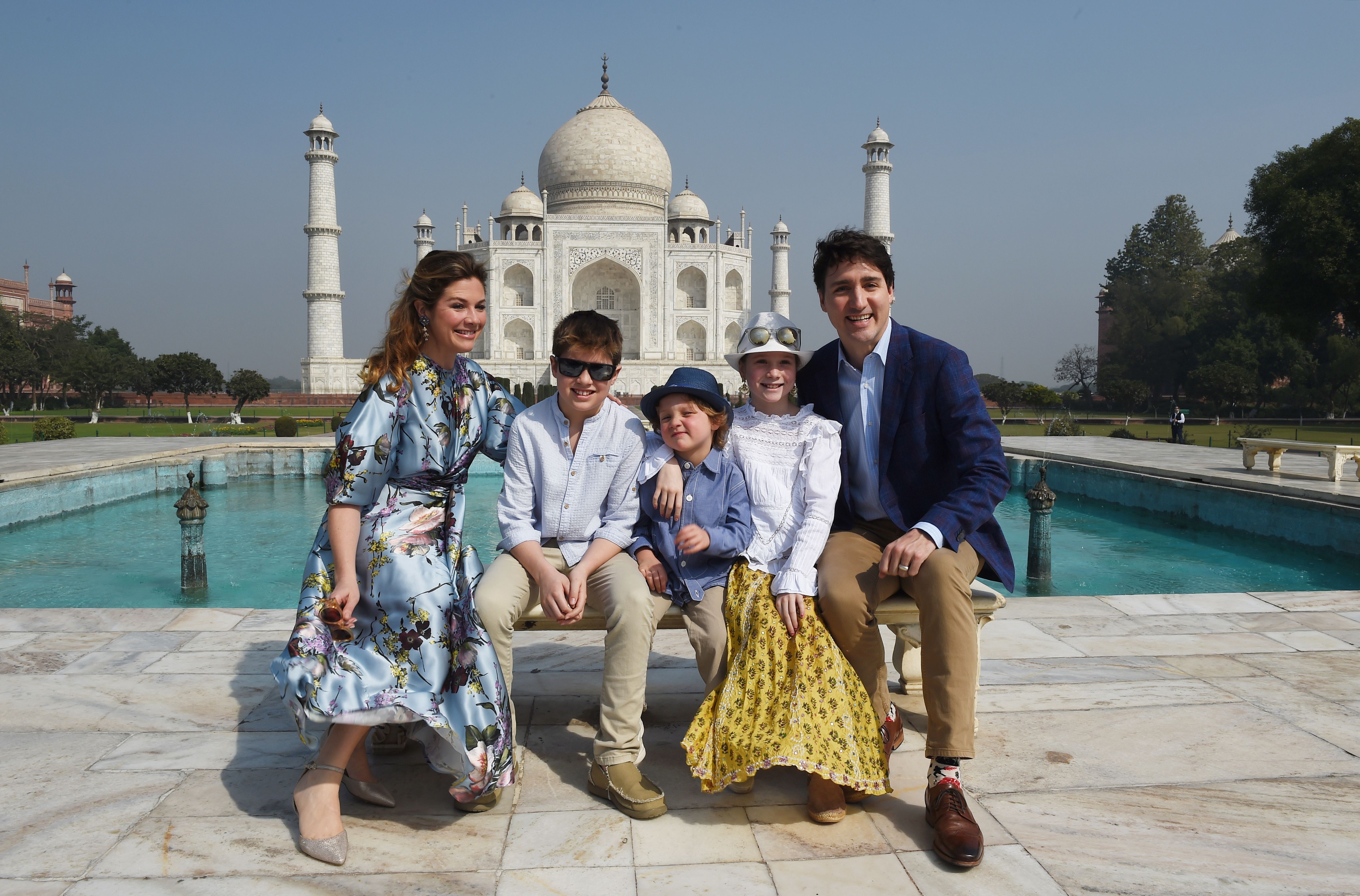 Justin Trudeau once shared family moments with Sophie Grégoire Trudeau and their three children before the couple separated in 2023. The family posed together in front of the Taj Mahal in India on February 18, 2018. | Source: Getty Images