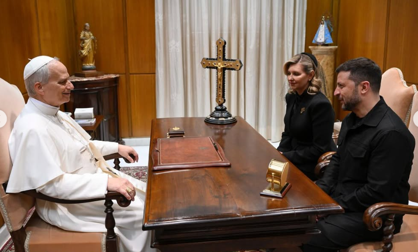 Pope Leo XIV meets the Ukrainian First Couple, President Volodymyr Zelensky and First Lady Olena Zelenska on May 18, 2025 | Source: Instagram/zelenskyy_official
