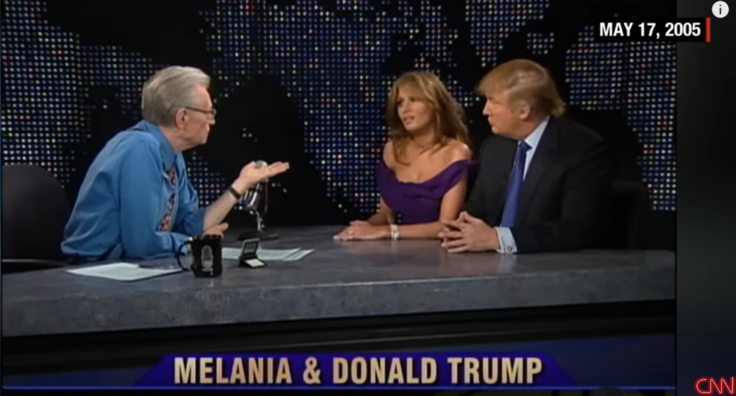 Donald Trump and Melania are on "Larry King Live," from a video post dated May 6, 2016 | Source: YouTube/CNN