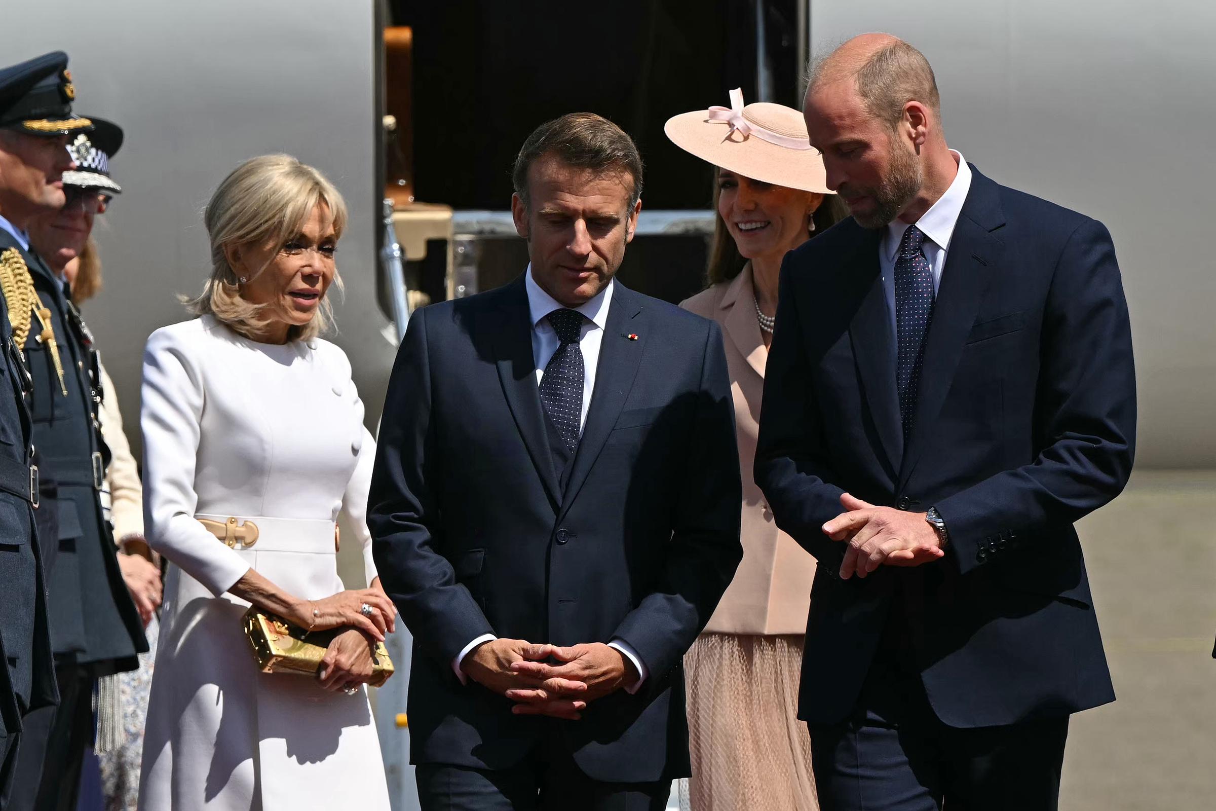 French First Lady Brigitte Macron, French President Emmanual Macron, Princess Catherine, and Prince William after the French couple landed in the UK for their three-day state visit in England on July 8, 2025. | Source: Getty Images