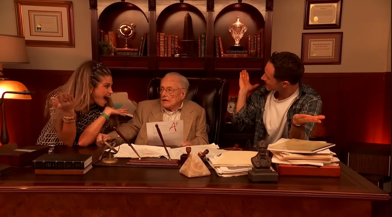 Danielle Fishel, William Daniels, and Pasha Pashkov during an episode of "Dancing With the Stars," Season 34, on October 14, 2025 | Source: YouTube/@dancingwiththestars
