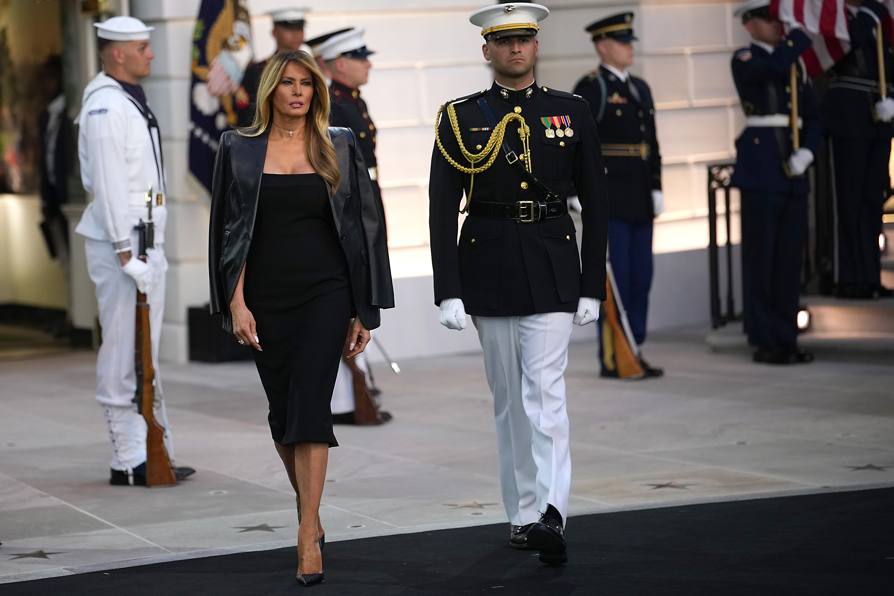 With speculation reaching a fever pitch, First Lady Melania Trump's senior advisor Marc Beckman stepped in to forcefully push back on an online broadcast. | Source: Getty Images