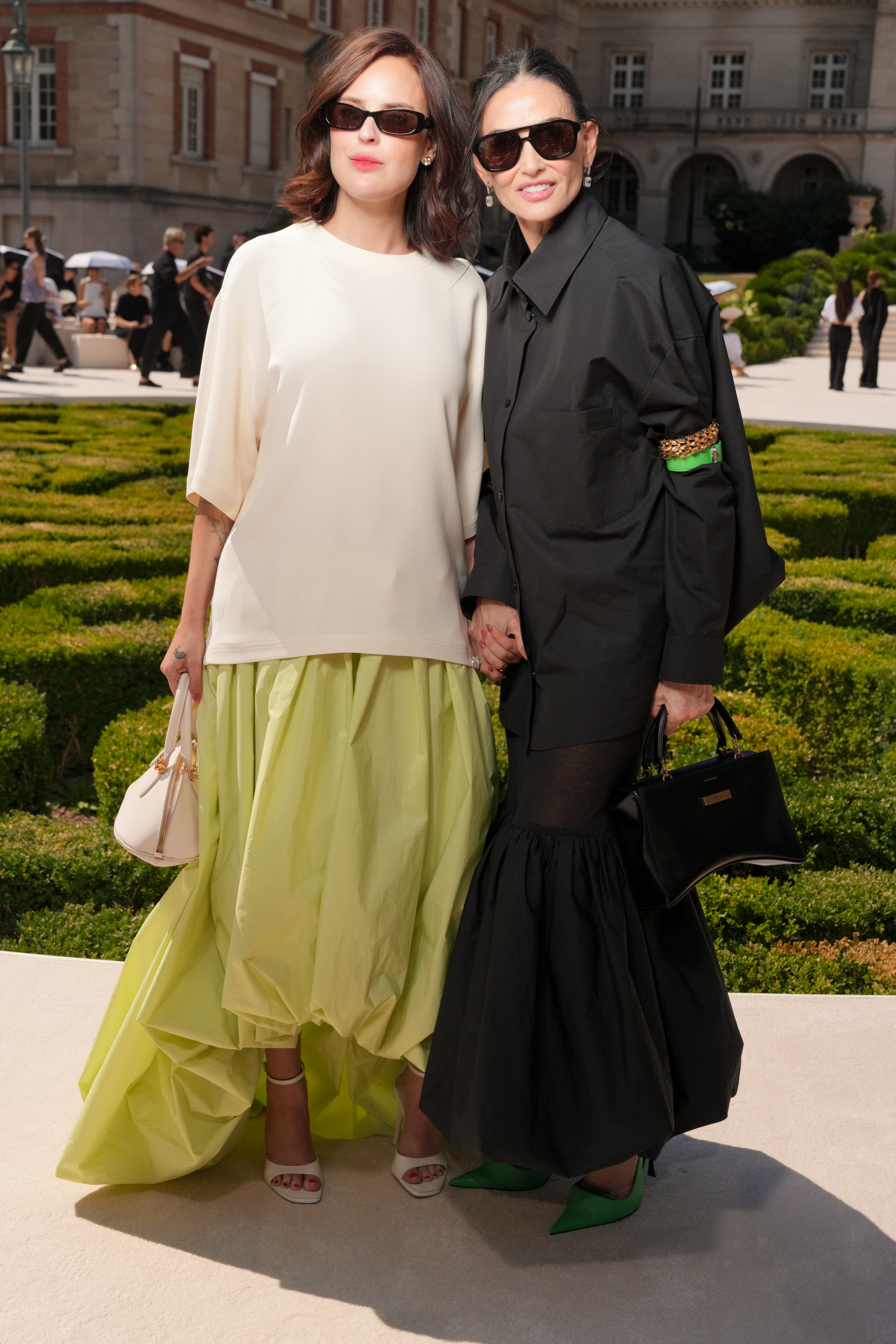 Tallulah Willis and Demi Moore attend the Balenciaga Haute Couture show in Paris in July 2026, just weeks before Tallulah's custom gown was unveiled. | Source: Getty Images