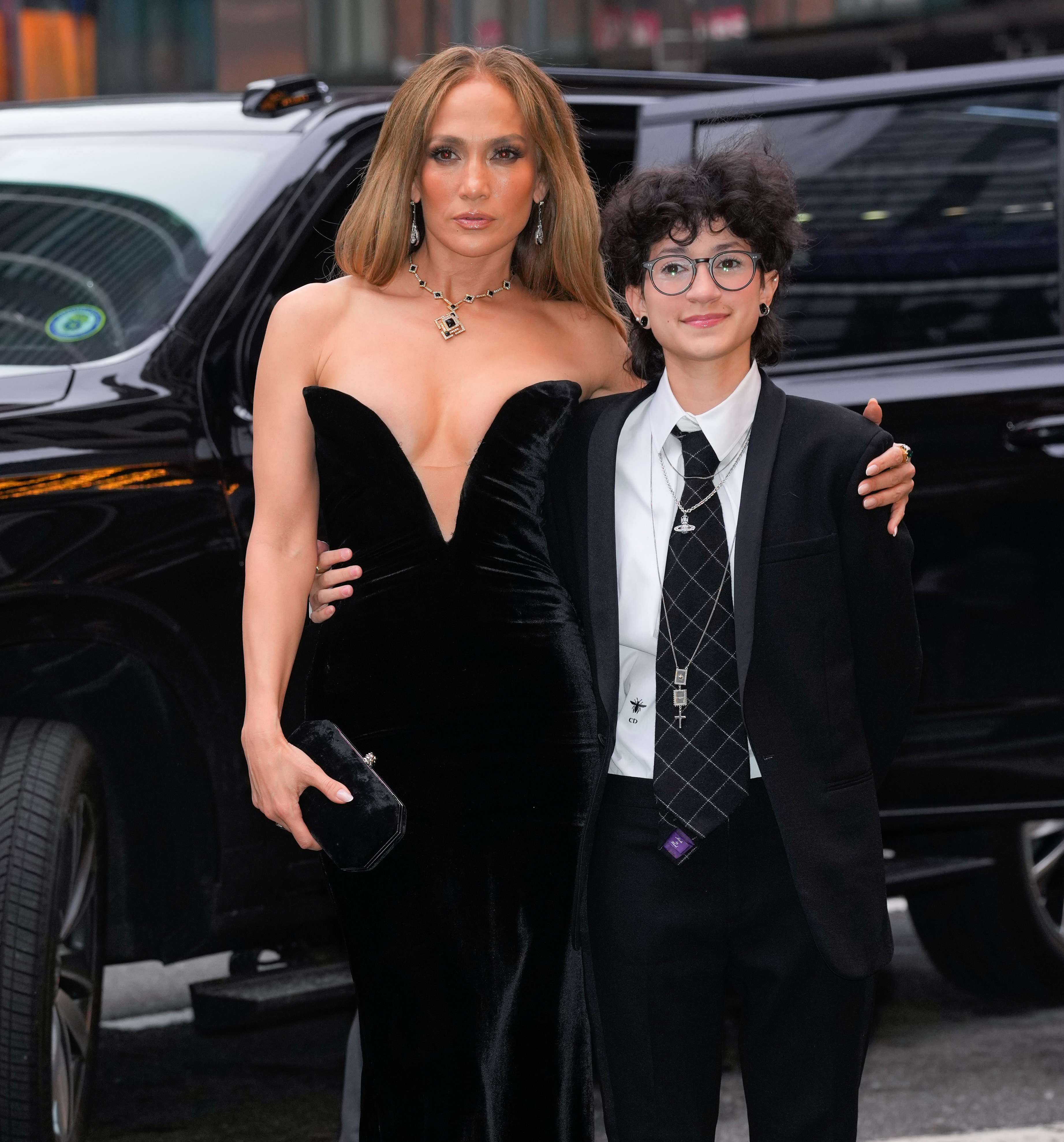 Public appearances with Jennifer Lopez remained part of Emme Muñiz's 2025. The pair were photographed together in New York City on April 3, 2025. | Source: Getty Images