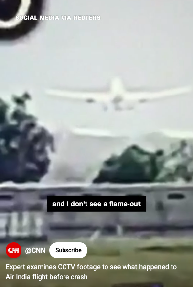 Air India Flight 171 descending right before it crashed. | Source: YouTube/@CNN