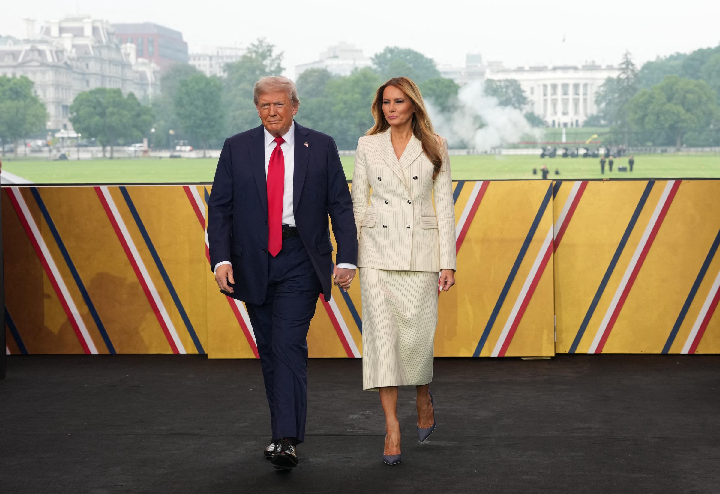 Donald and Melania Trump attend the Army 250th Anniversary Parade in Washington, DC on June 14, 2025 | Source: Getty Images