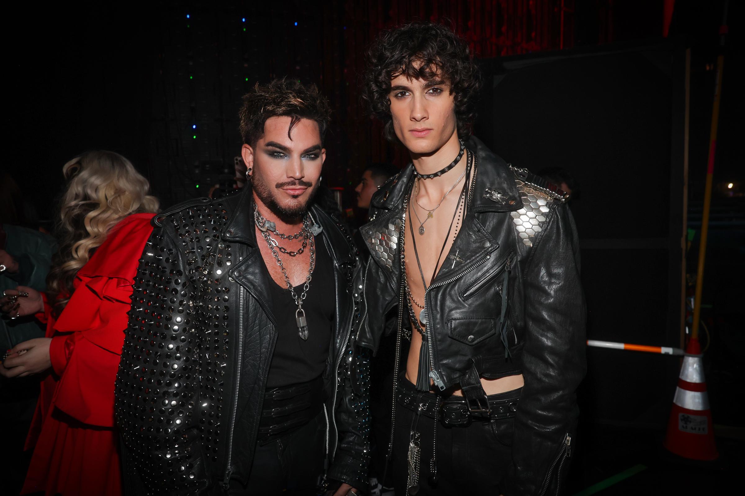 Adam Lambert and Sombr pose backstage at the 2026 MTV Video Music Awards after taking part in the star-studded George Michael tribute. | Source: Getty Images
