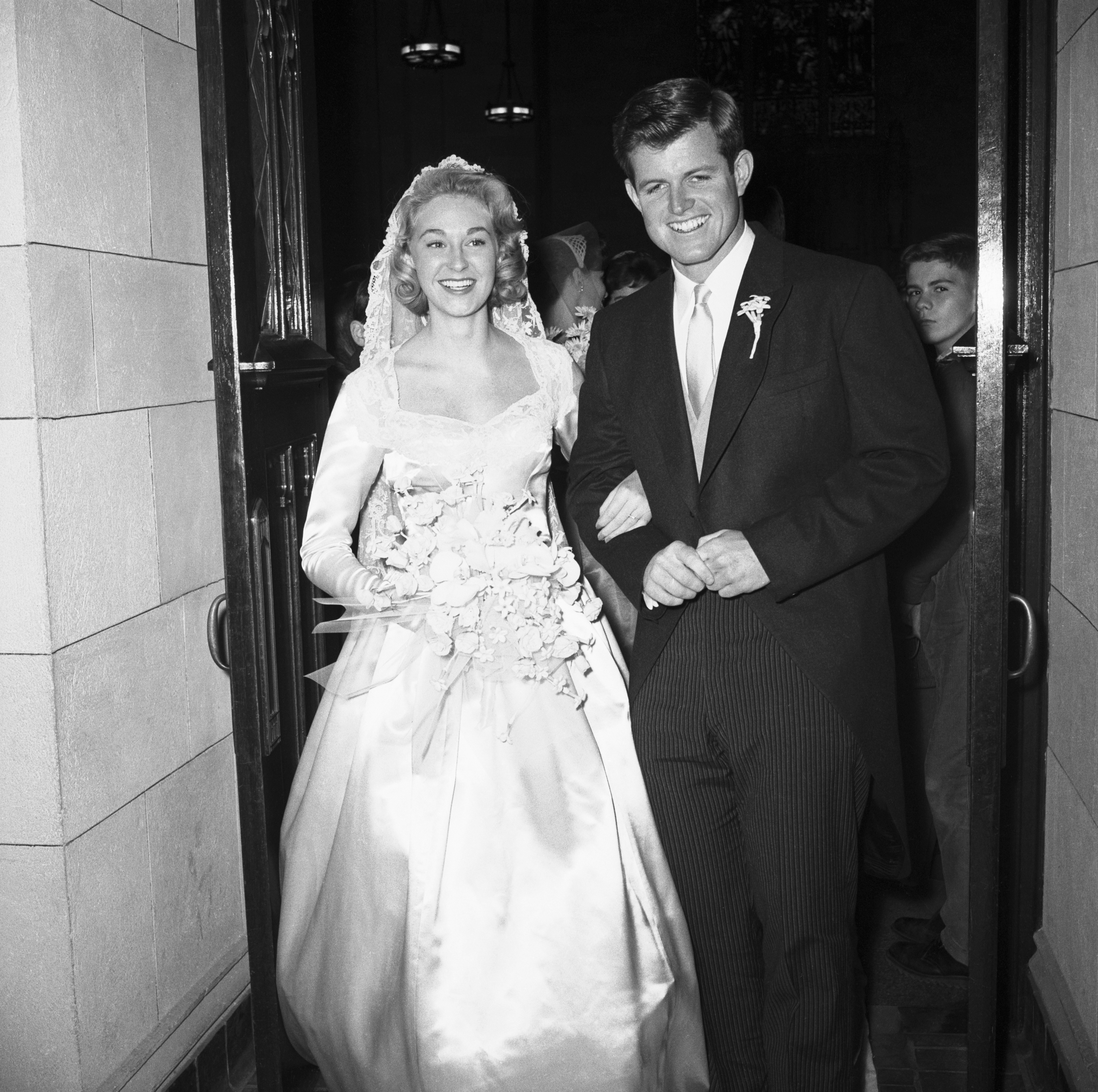 Joan Kennedy and her late ex-husband Ted Kennedy on their wedding day in 1958. | Source: Getty Images