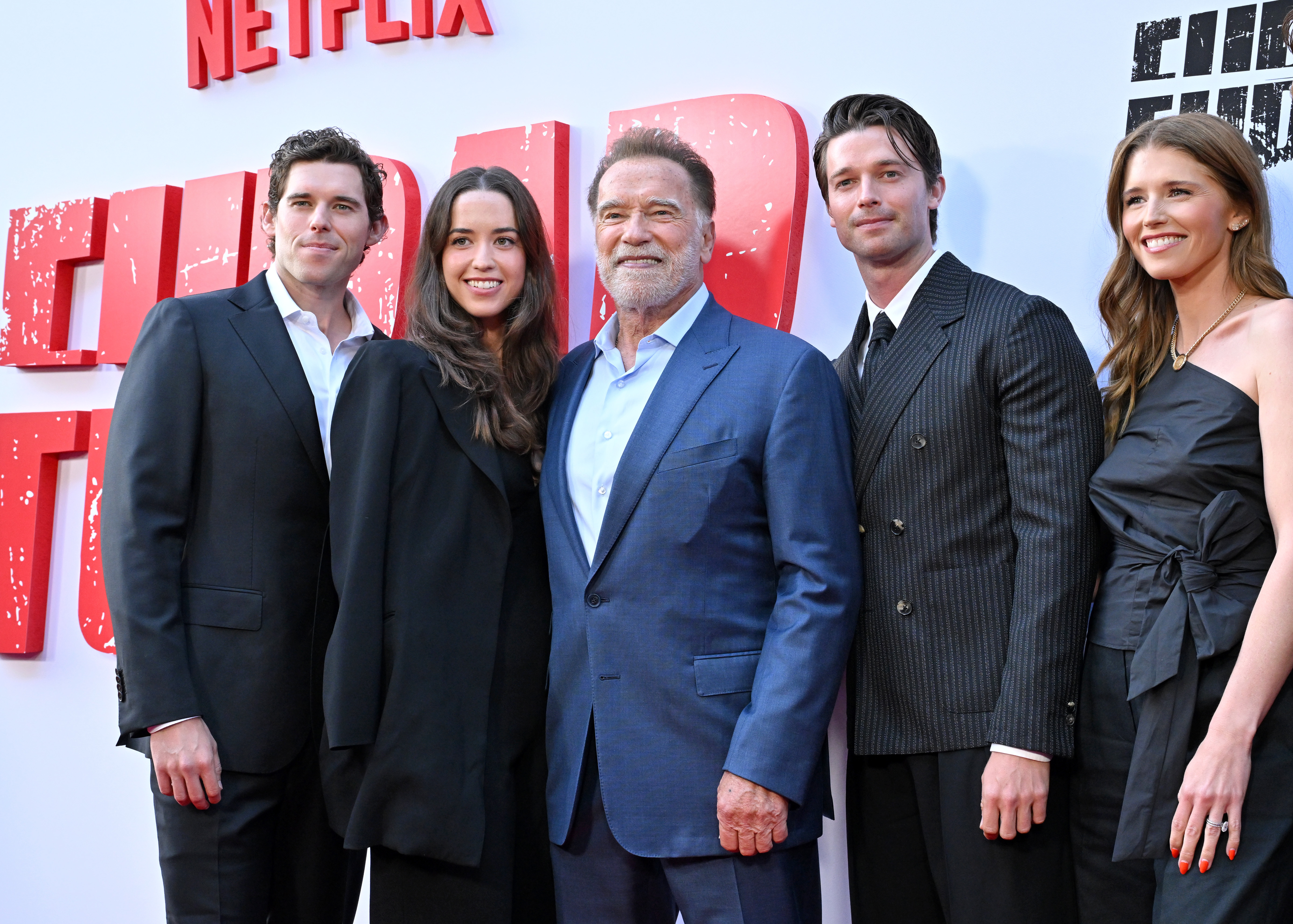 Christopher, Christina, Arnold, Patrick, and Katherine Schwarzenegger attend the "FUBAR" Season 2 premiere at the Netflix Tudum Theater in Los Angeles on June 11, 2025. | Source: Getty Images