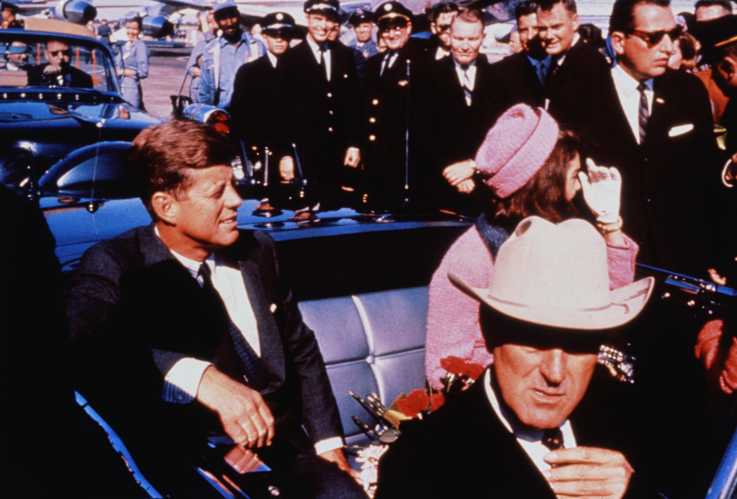 Former U.S. president John F. Kennedy and First Lady Jacqueline Kennedy Onassis with Texas Governor John Connally in Dealey Plaza in Dallas, Texas, on November 22, 1963. | Source: Getty Images