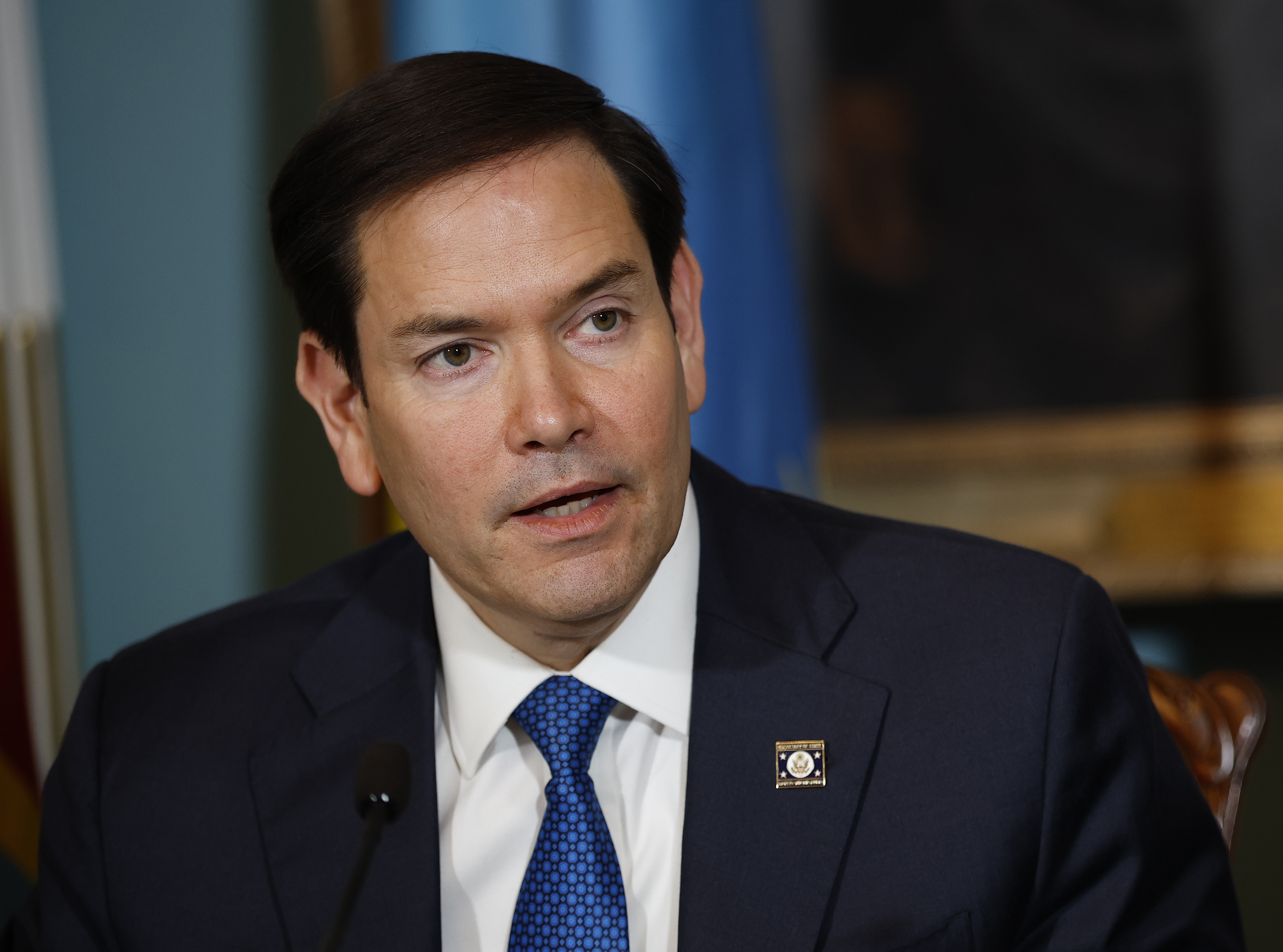 U.S. Secretary of State Marco Rubio delivers remarks during a a Declaration of Principles signing ceremony with Democratic Republic of the Congo Foreign Minister Thérèse Kayikwamba Wagner and Rwandan Foreign Minister Olivier Nduhungirehe at the State Department on April 25, 2025 in Washington, DC | Source: Getty Images