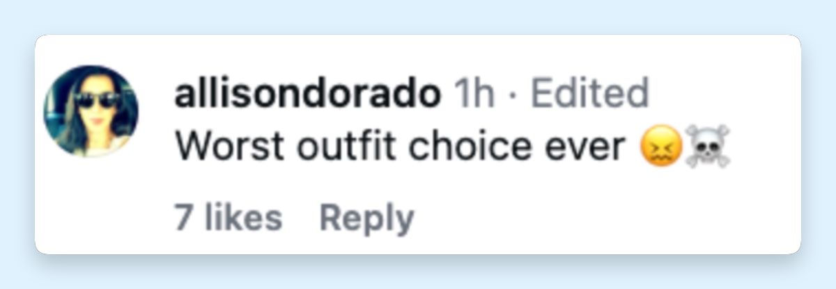 The costume produced some of the bluntest reactions under the new footage, with the exaggerated ’80s look becoming almost as much of a talking point as Tiffany herself. | Source: Instagram