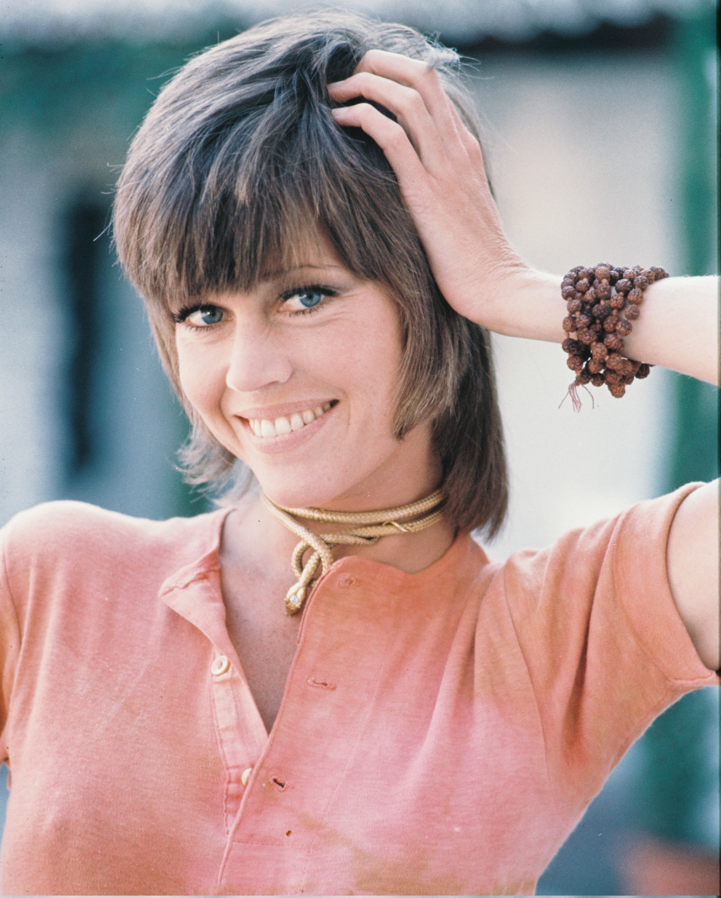 Jane Fonda's feathered brunette hairstyle and full bangs became part of her look as Bree Daniels in the 1971 thriller "Klute." The portrait captures a much earlier chapter in her changing hairstyles, long before she began reconsidering the blonde color fans had come to recognize. | Source: Getty Images