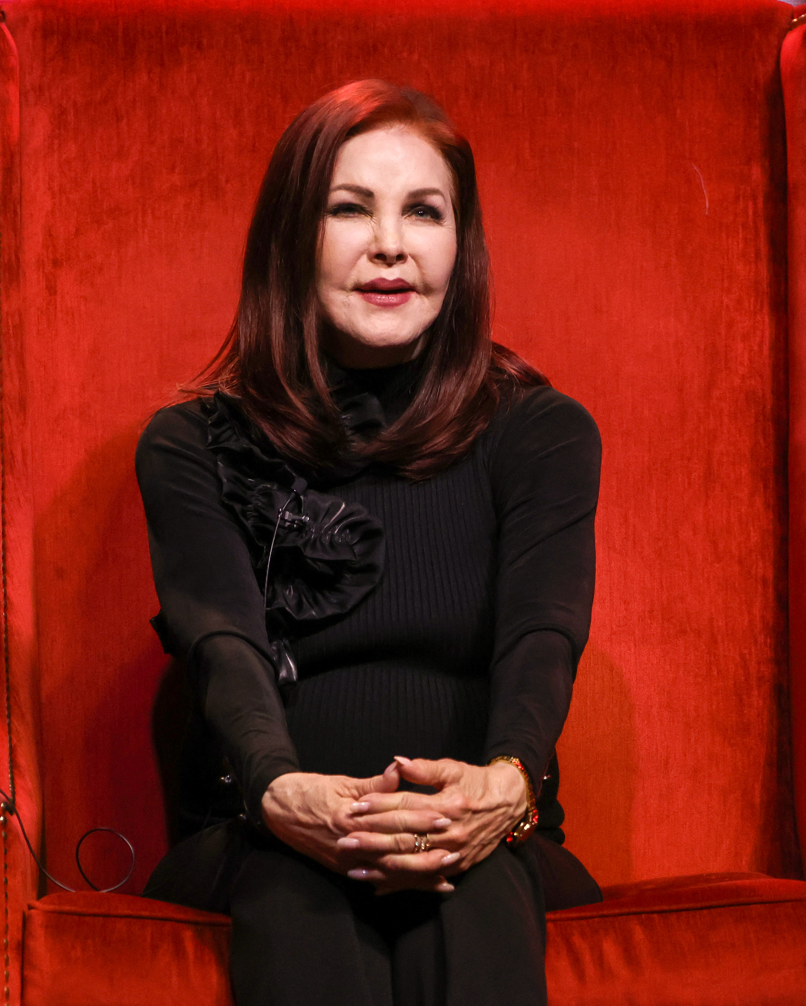 Priscilla Presley speaks during "An Evening with Priscilla Presley" at the South Point Hotel, Casino & Spa on November 15, 2024, in Las Vegas, Nevada | Source: Getty Images