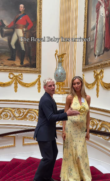 Jamie Laing and his wife, Sophie Habboo, dancing in Buckingham Palace while parodying Meghan Markle and Prince Harry on June 25, 2025 | Source: Instagram/jamielaign