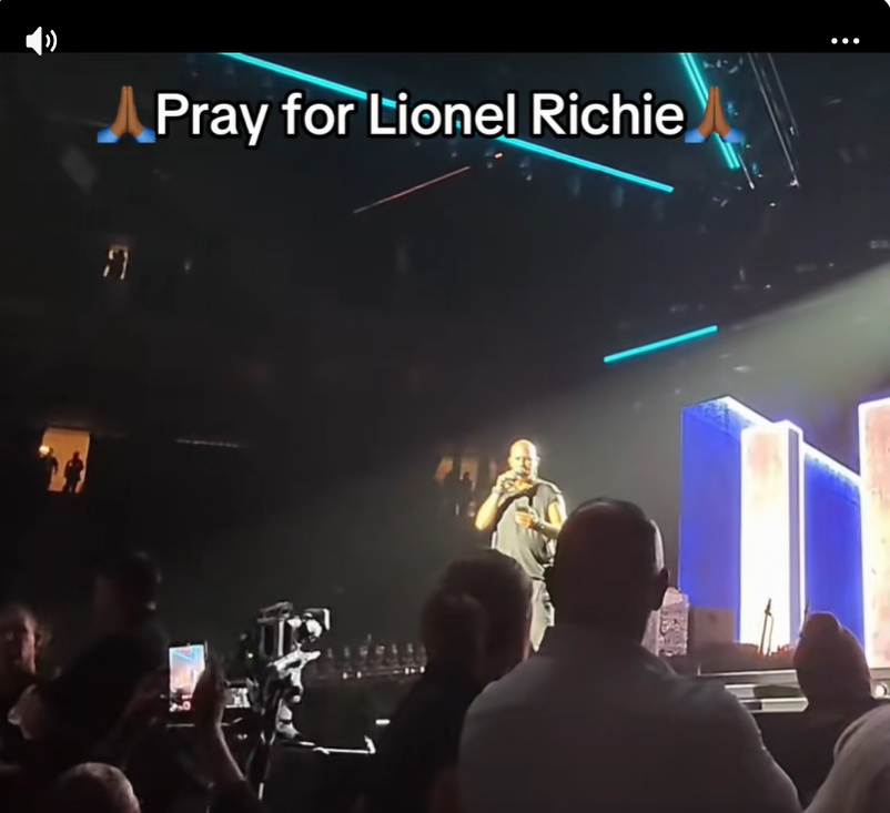 Dino Soldo addresses concertgoers at Grand Casino Arena after Lionel Richie exited the stage, informing the audience that the singer was too unwell to continue the June 25 performance and thanking fans for their patience and understanding. | Source: TikTok/ynaffitmocha