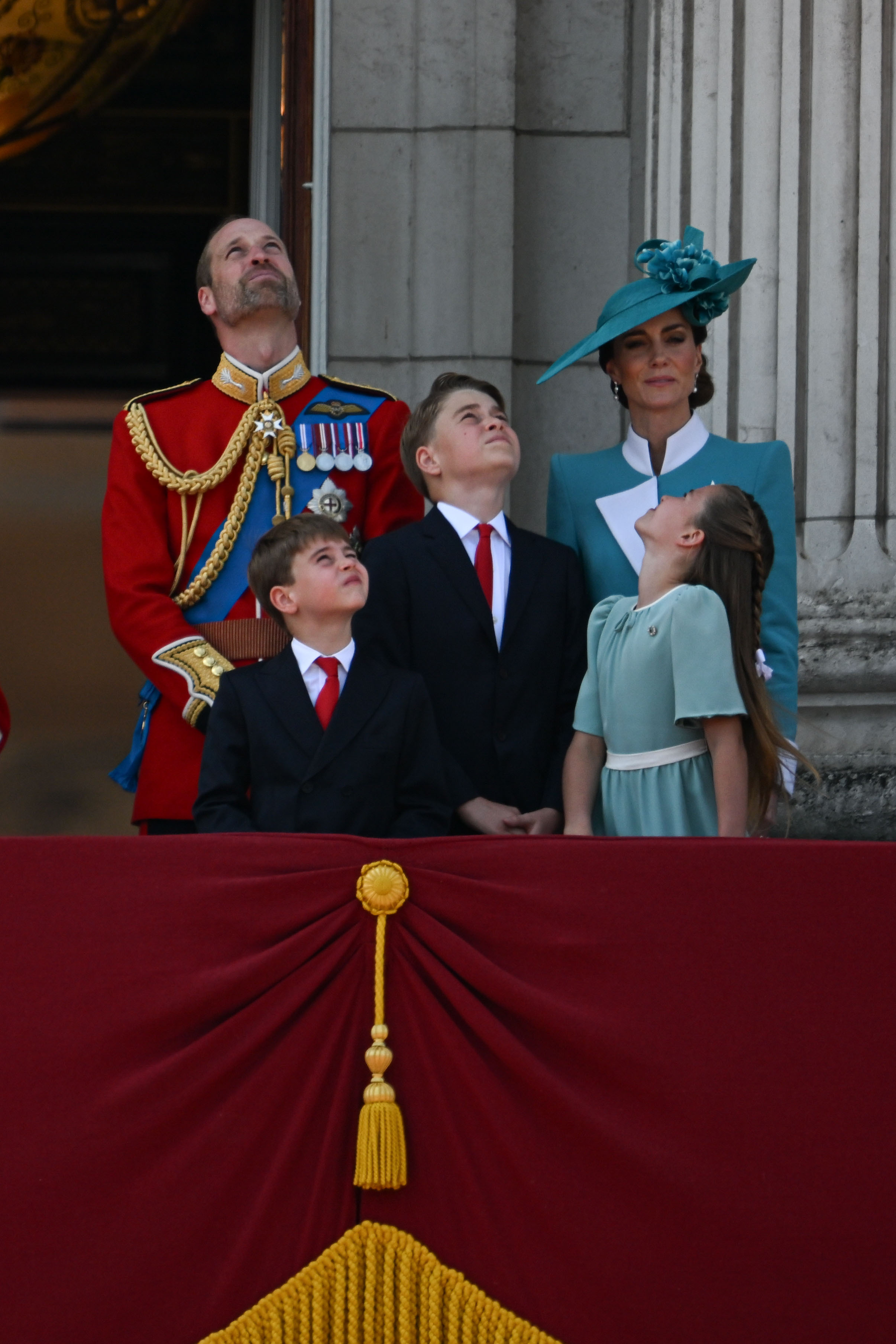 Prince William, Prince Louis, Prince George, Princess Catherine, and Princess Charlotte. | Source: Getty Images