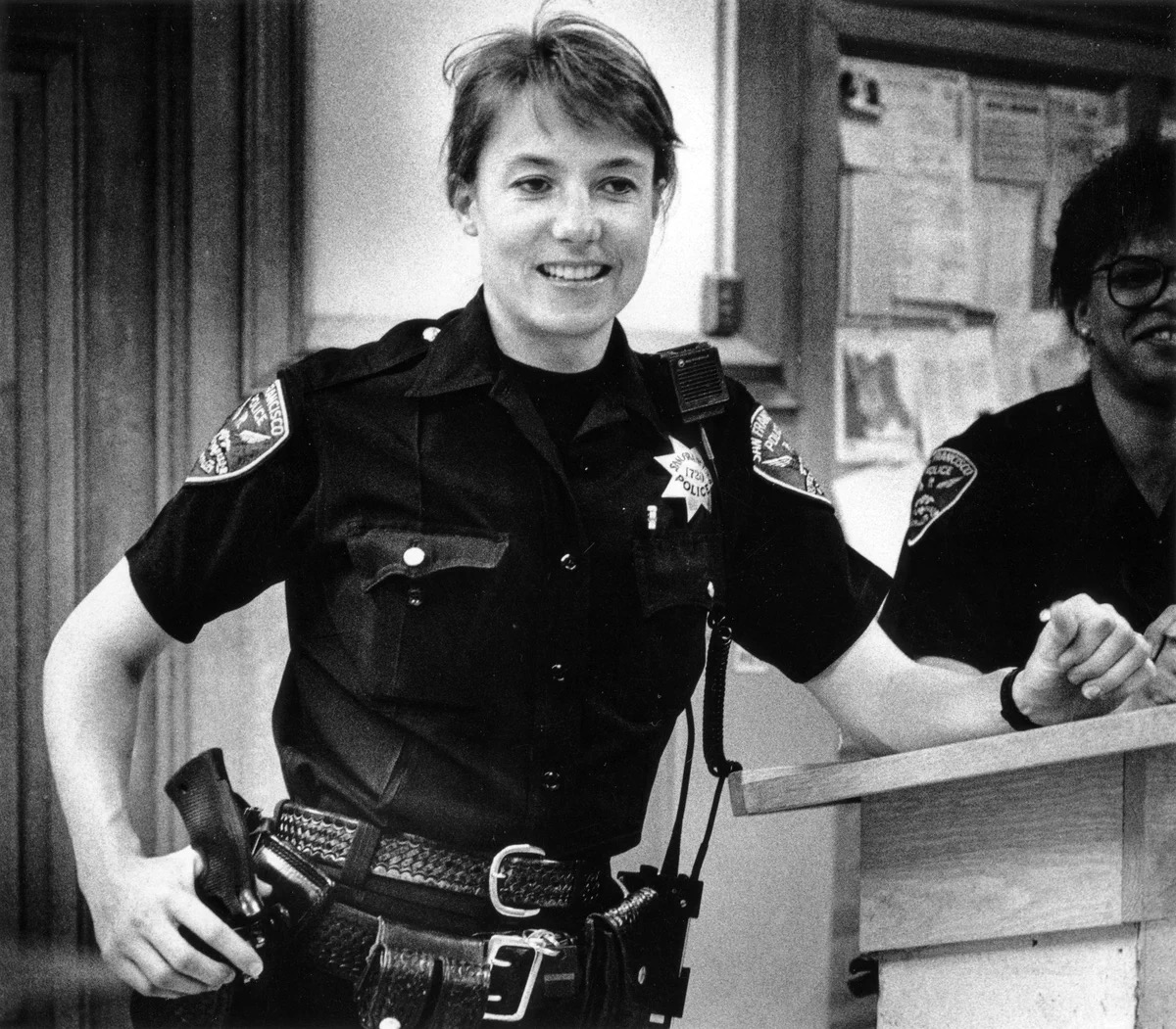 An archival black-and-white photograph captures an earlier era of the San Francisco Police Department. Ann Mannix joined the force in 1986 and later became the first woman to lead its SWAT team. | Source: San Francisco Chronicle