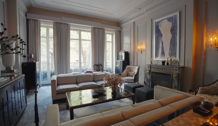 The room's layered textures give it a lived-in richness that many fans praised after the AD tour. It is not minimalist, and that seems to be exactly the point. | Source: YouTube/Architectural Digest