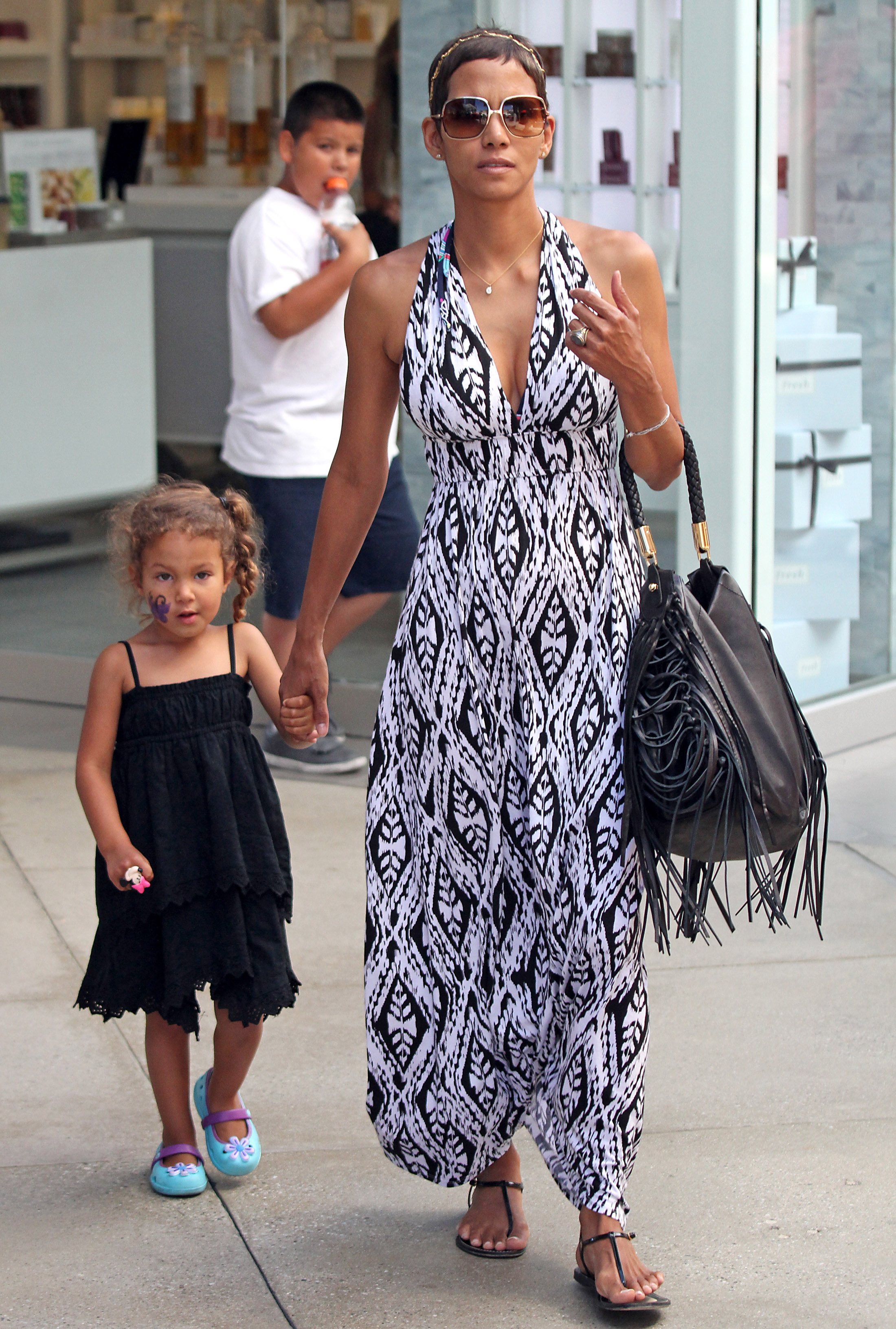 Halle Berry and her daughter Nahla Aubry are seen shopping on July 26, 2011
