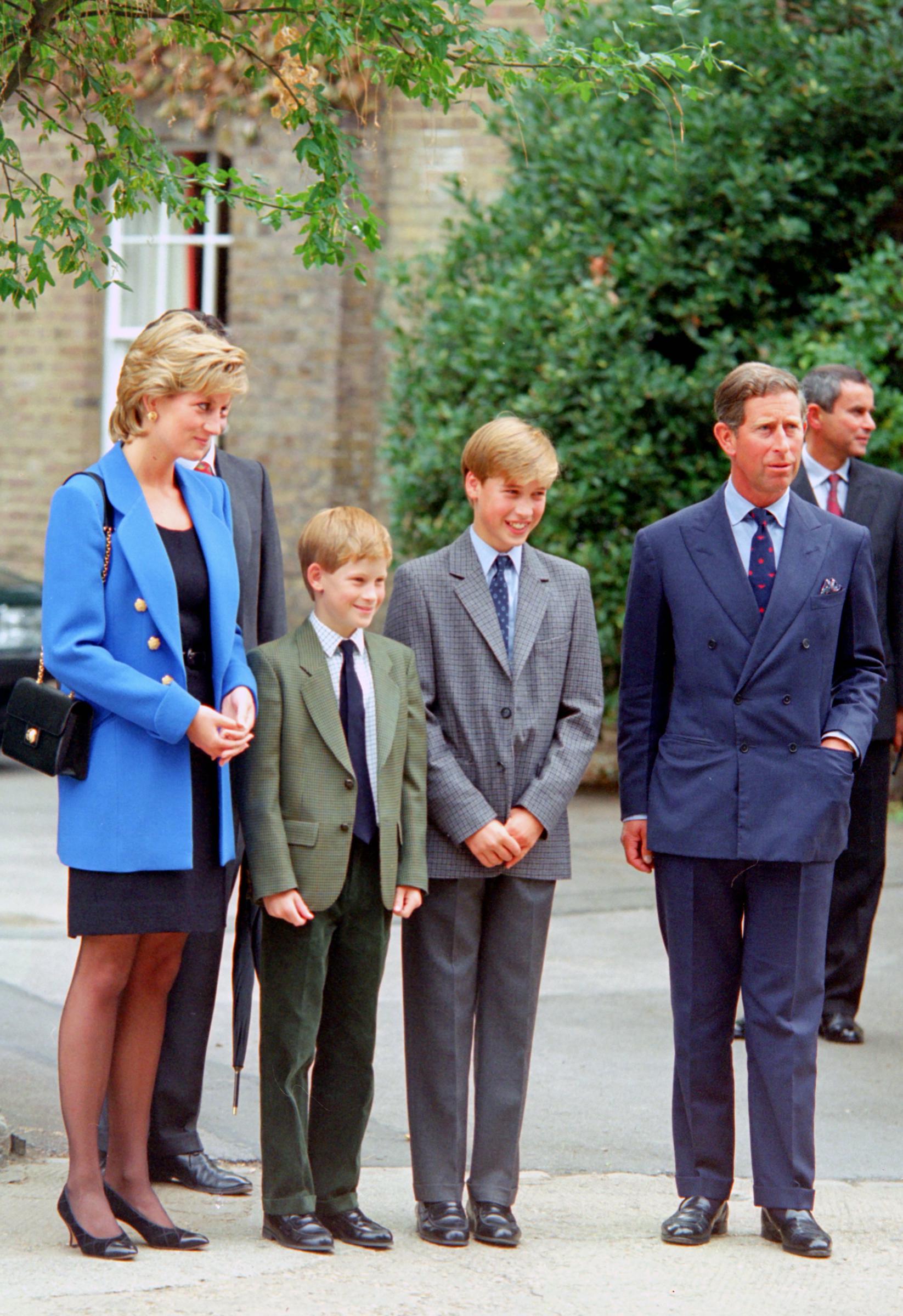 Princess Diana and then-Prince Charles accompanied William and Harry as William registered at Eton in September 1995. More than three decades later, William would return to the school for the start of his own son's Eton education. | Source: Getty Images