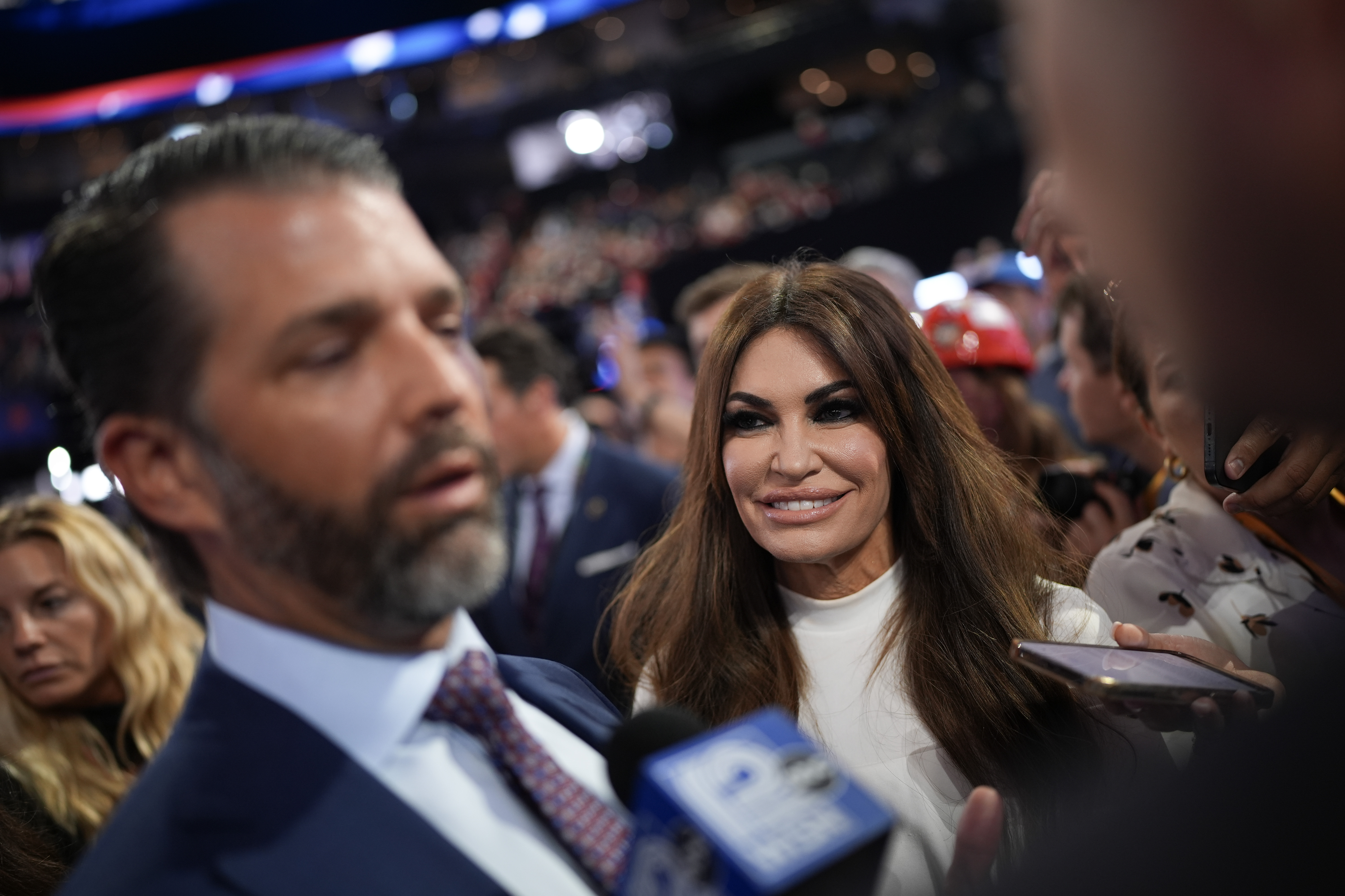 Donald Trump Jr. and Kimberly Guilfoyle attend the first day of the Republican National Convention at the Fiserv Forum on July 15, 2024, in Milwaukee, Wisconsin | Source: Getty Images​