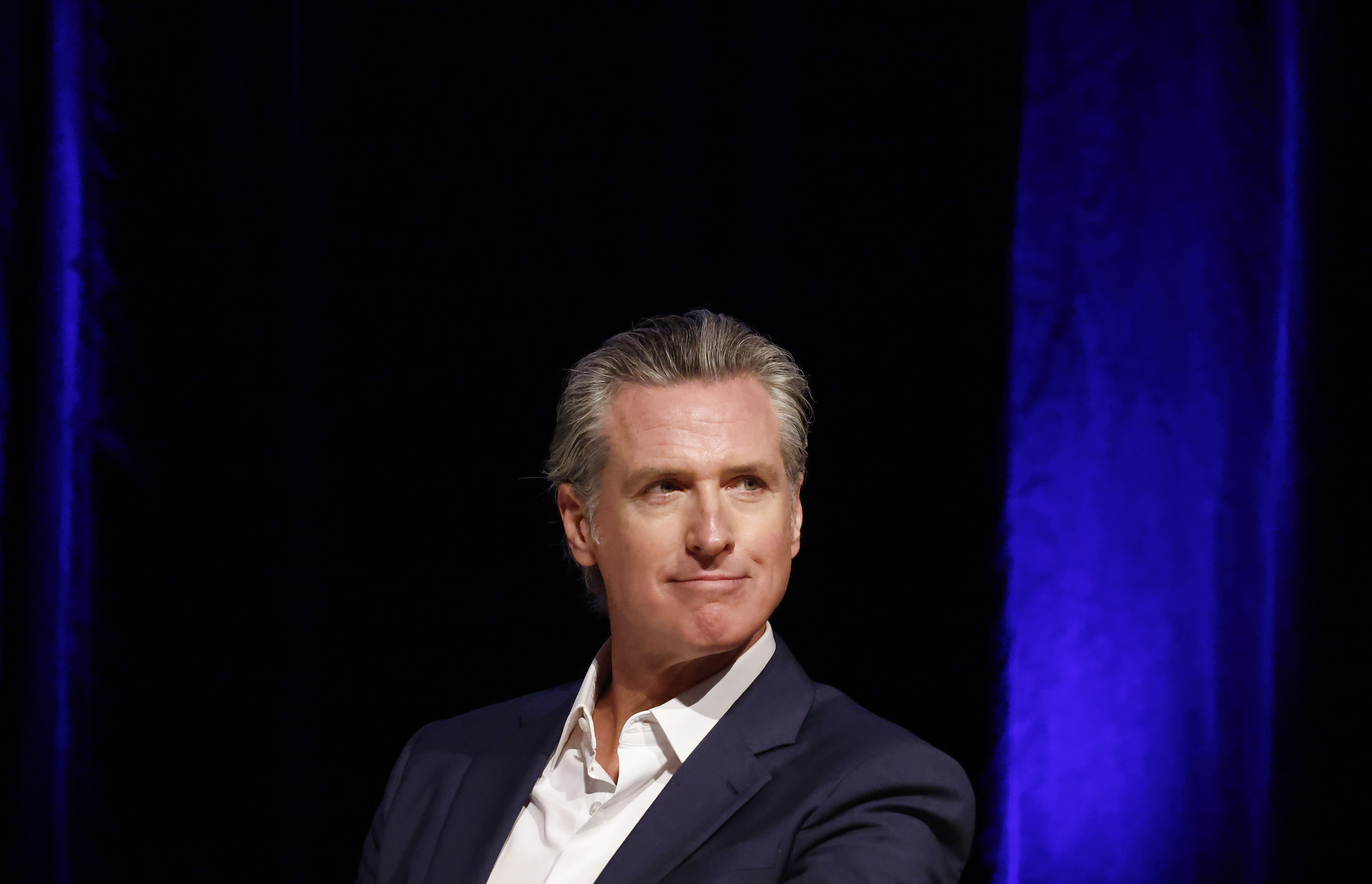 California Governor Gavin Newsom looks on before speaking at East Los Angeles College on February 26, 2025, in Monterey Park, California | Source: Getty Images