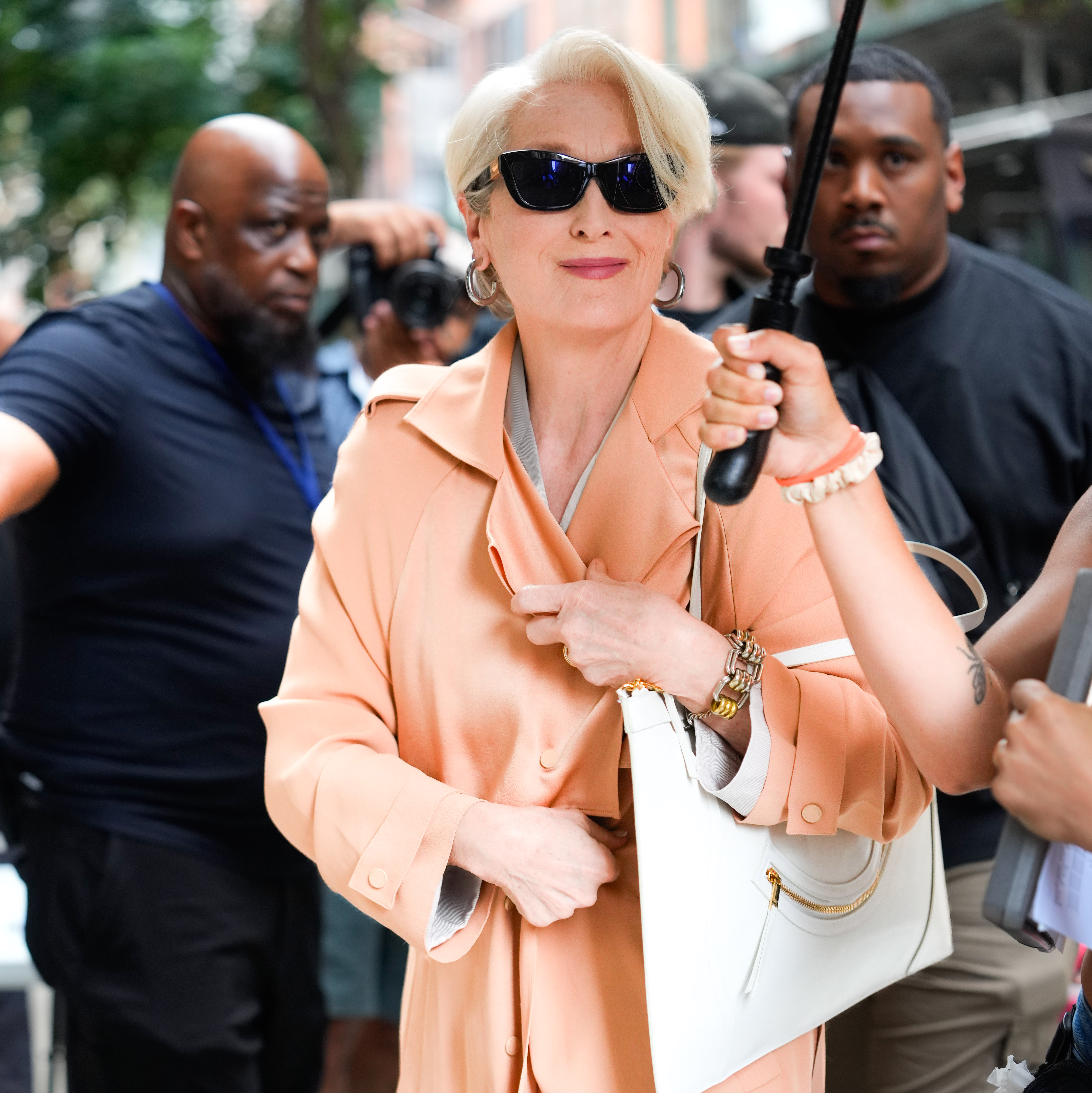 Meryl Streep arrives to the set of "The Devil Wears Prada 2" in New York City on August 7, 2025 | Source: Getty Images