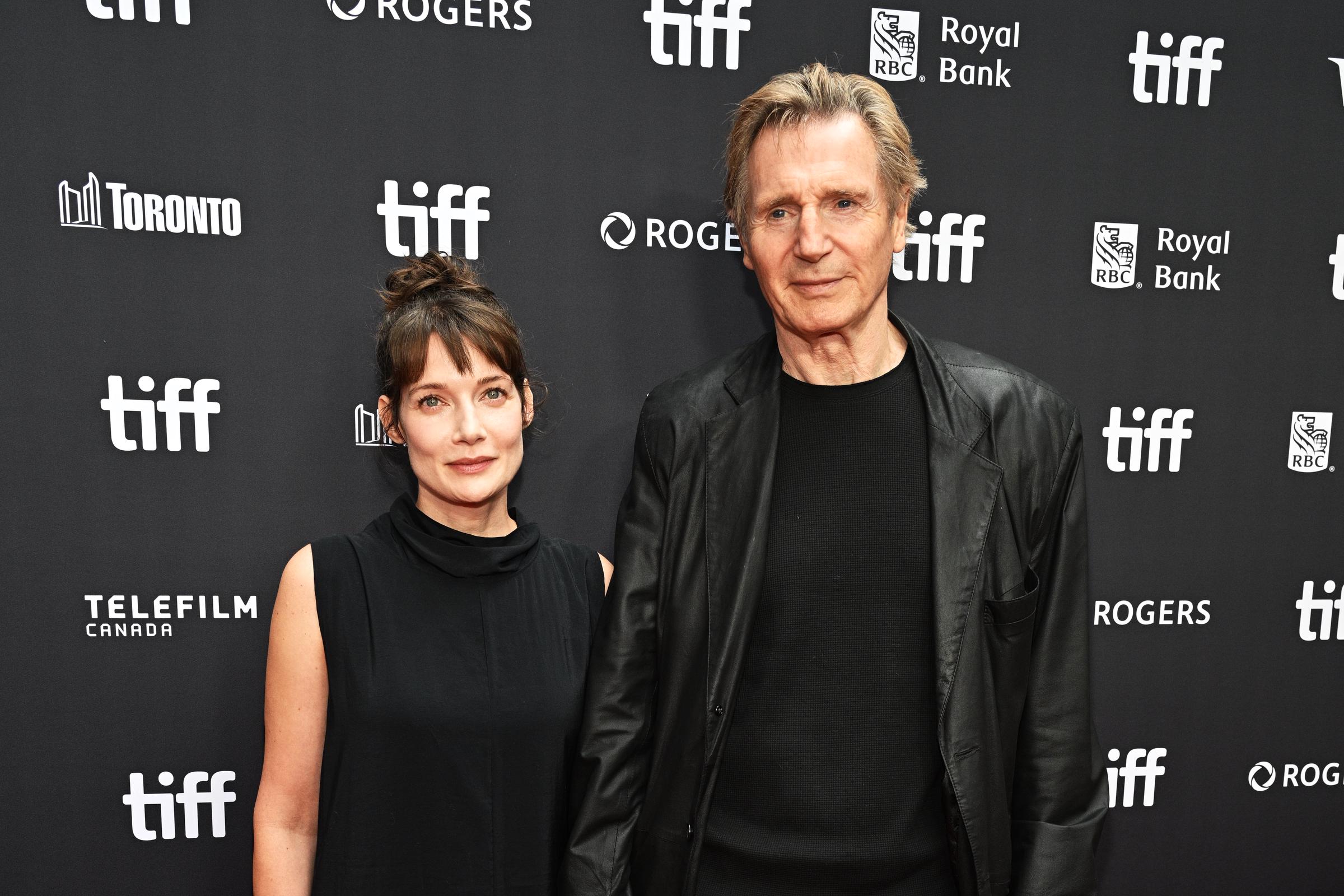 Stella Stocker and Liam Neeson at the "Evil Genius" premiere at the 51st Toronto International Film Festival on September 12, 2026 in Toronto, Ontario. | Source: Getty Images