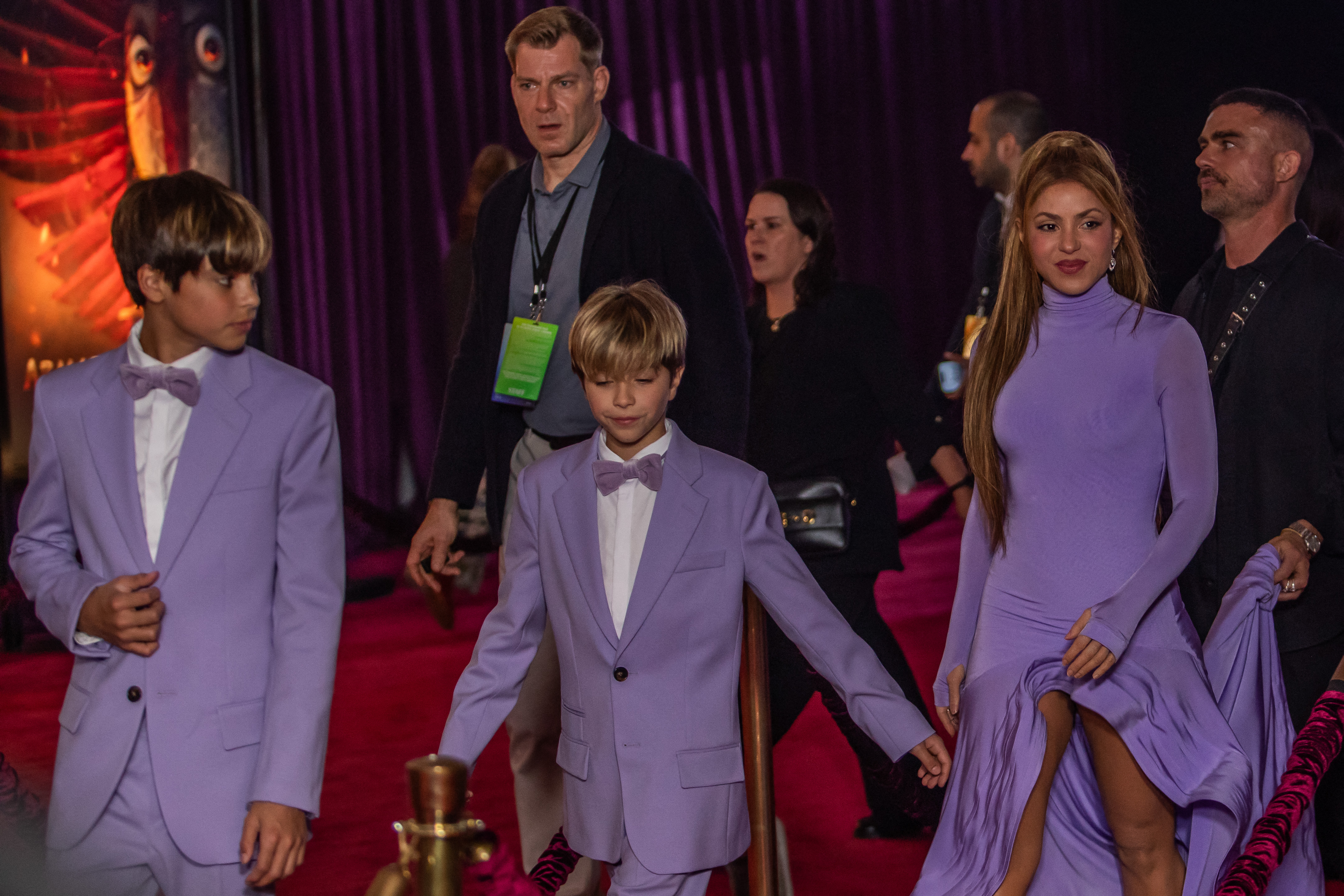 Shakira with her sons Milan Pique Mebarak and Sasha Pique Mebarak attending the world premiere of Walt Disney Animation Studios' "Zootopia 2" on November 13, 2025, in Los Angeles, California | Source: Getty Images