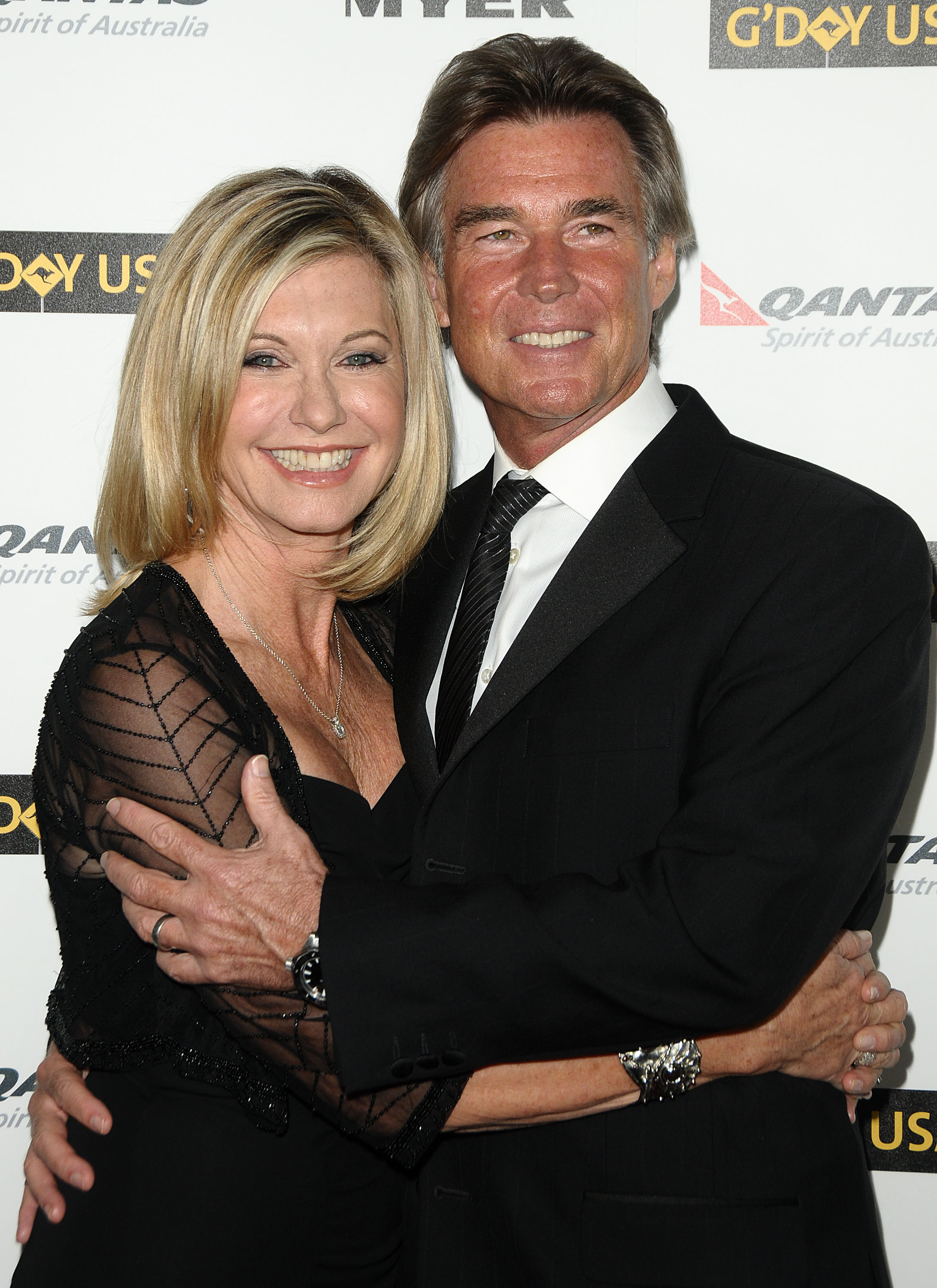 Olivia Newton-John and husband John Easterling attend the G'Day USA Los Angeles black tie gala at The Hollywood Palladium on January 22, 2011 in Los Angeles, California. | Source: Getty Images