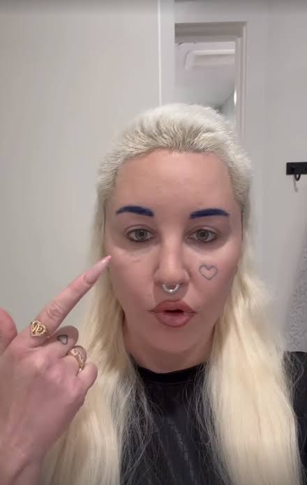 Amanda shared a video on her Instagram Stories showing off her bright-blue eyebrows, one of several bold beauty changes she experimented with throughout 2026. | Source: Instagram @amandapandapandapanda1.