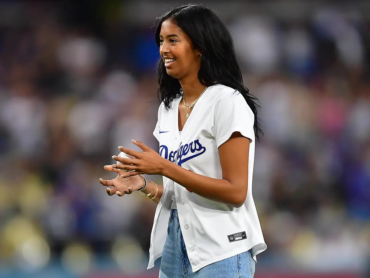 Natalia honored her late father, Kobe Bryant, by throwing the ceremonial first pitch at a Los Angeles Dodgers game. | Source: Getty Images
