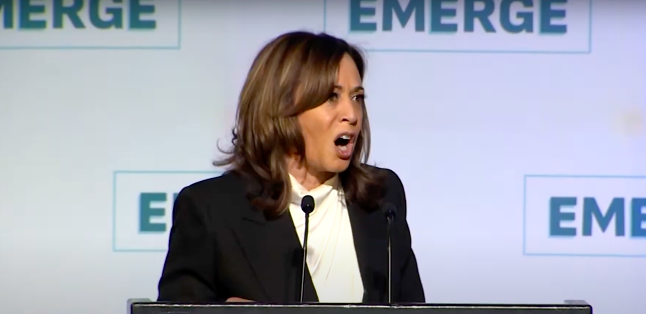 Kamala Harris calling on people to fight against unconstitutional acts. | Source: YouTube/KPIX | CBS News Bay Area