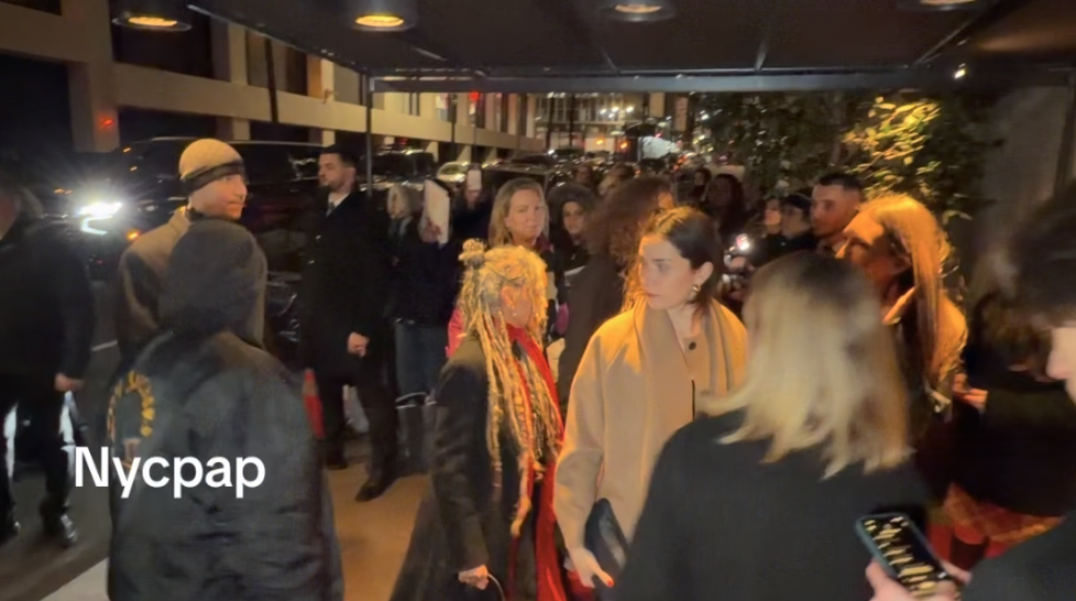 Lisa Bonet pauses briefly near the entrance as people around her turn and look on, the busy sidewalk filled with fans, phones, and camera flashes. | Source: TikTok/nycpap